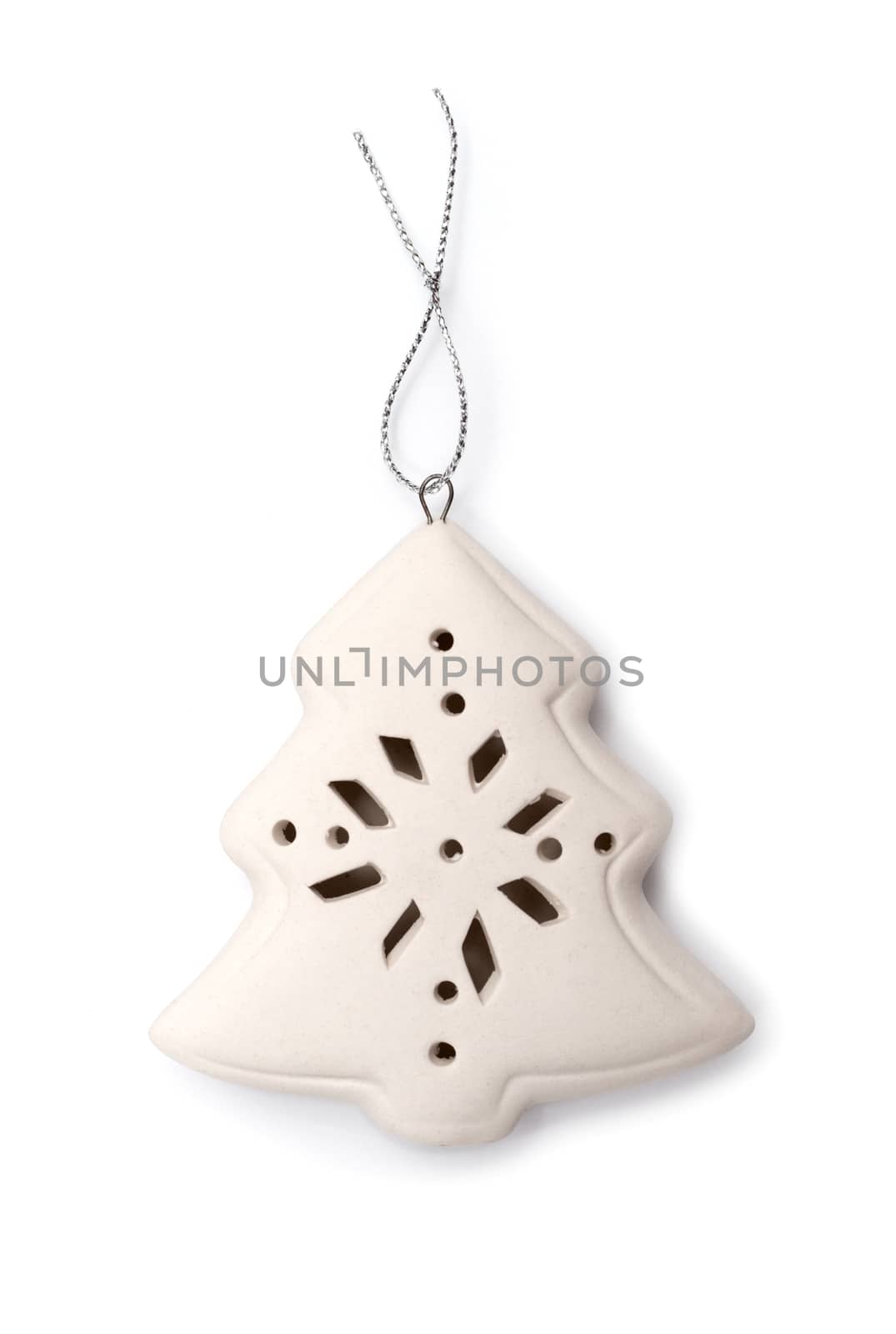 Christmas tree of porcelain, on white background