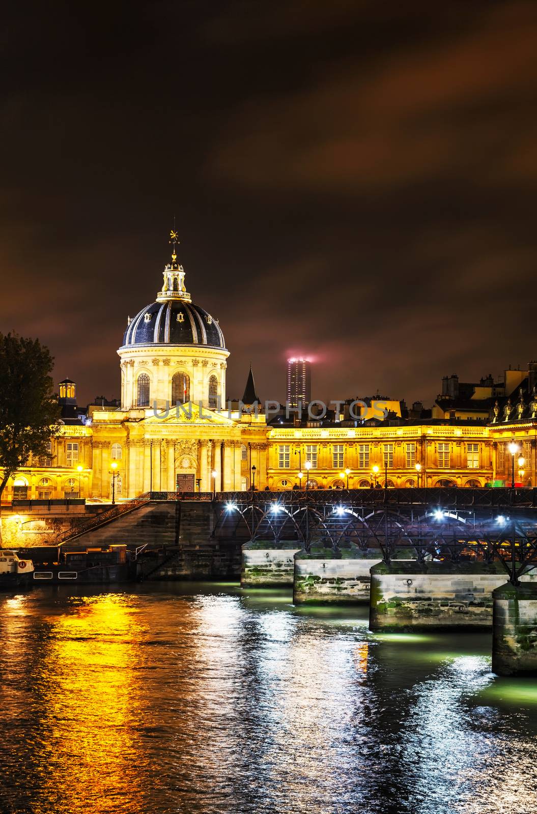 Institut de France building in Paris, France at night