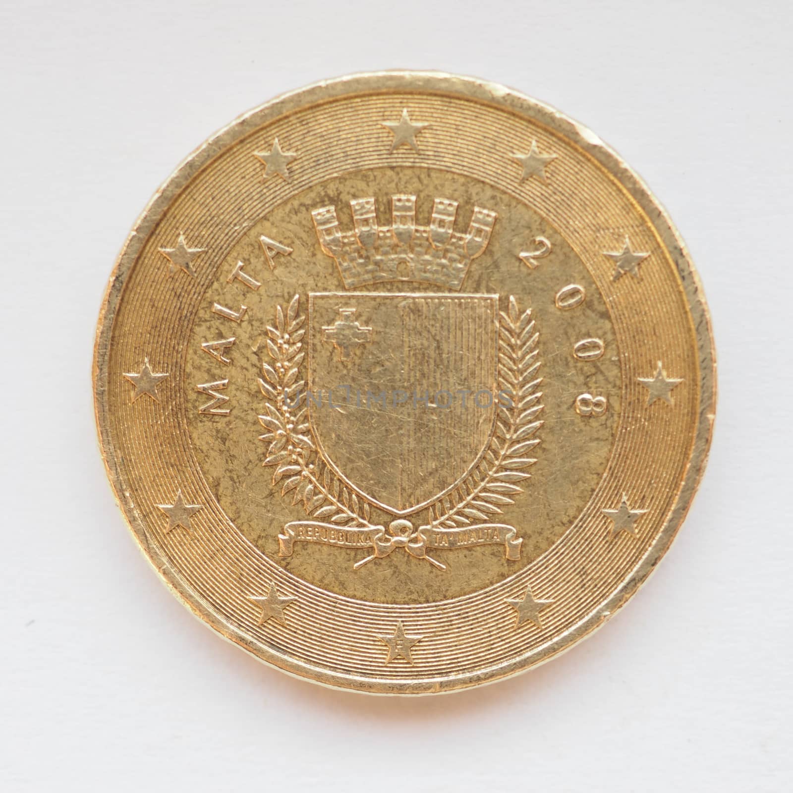 Maltese 50 Euro cent coin from Malta Currency of the European Union