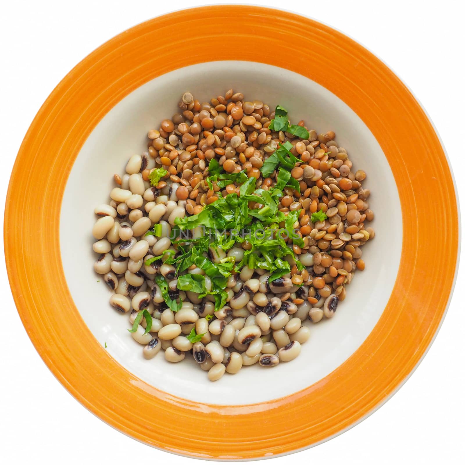 Beans and lentils legumes with rocket salad