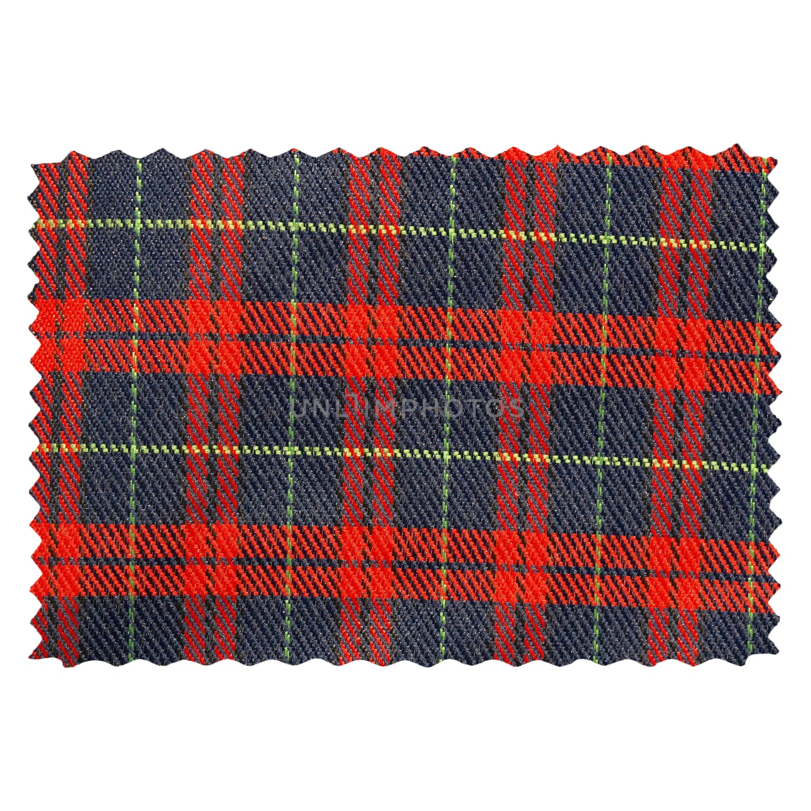 Tartan fabric swatch sample isolated over white background