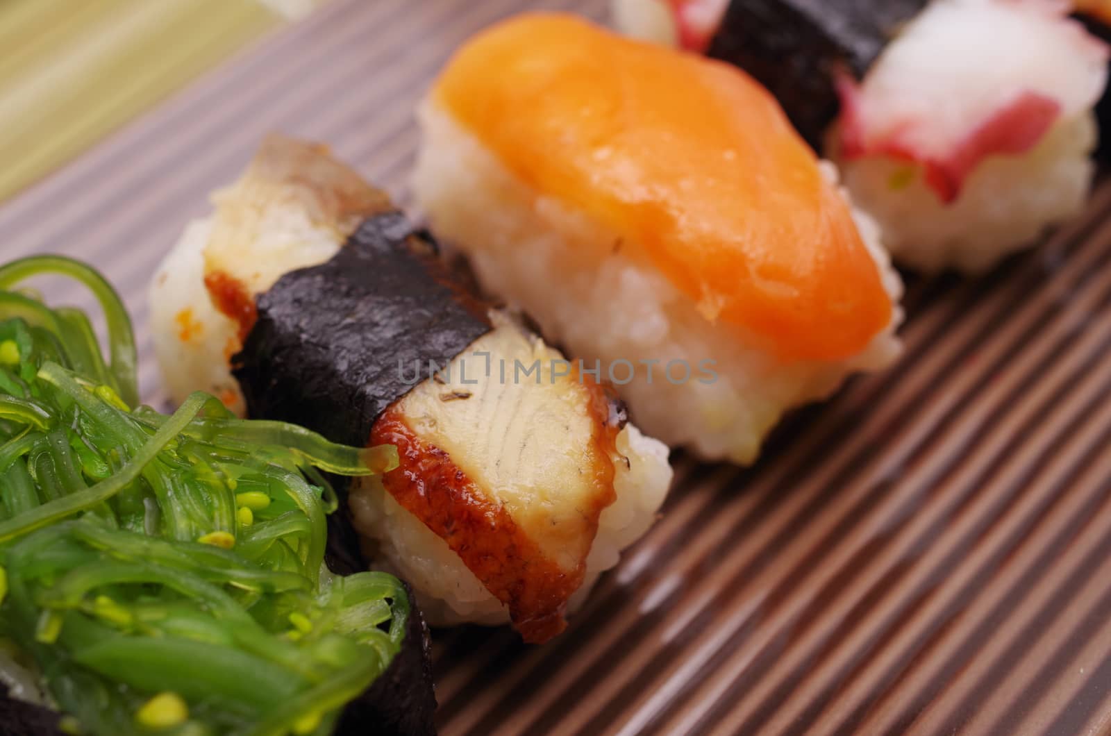 Sushi nigiri in dish by pixbox77