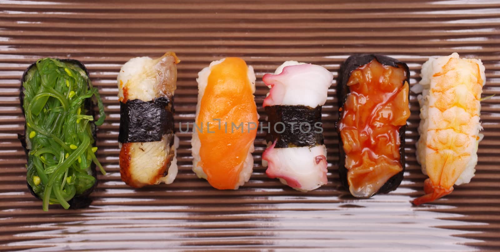 Sushi nigiri in dish