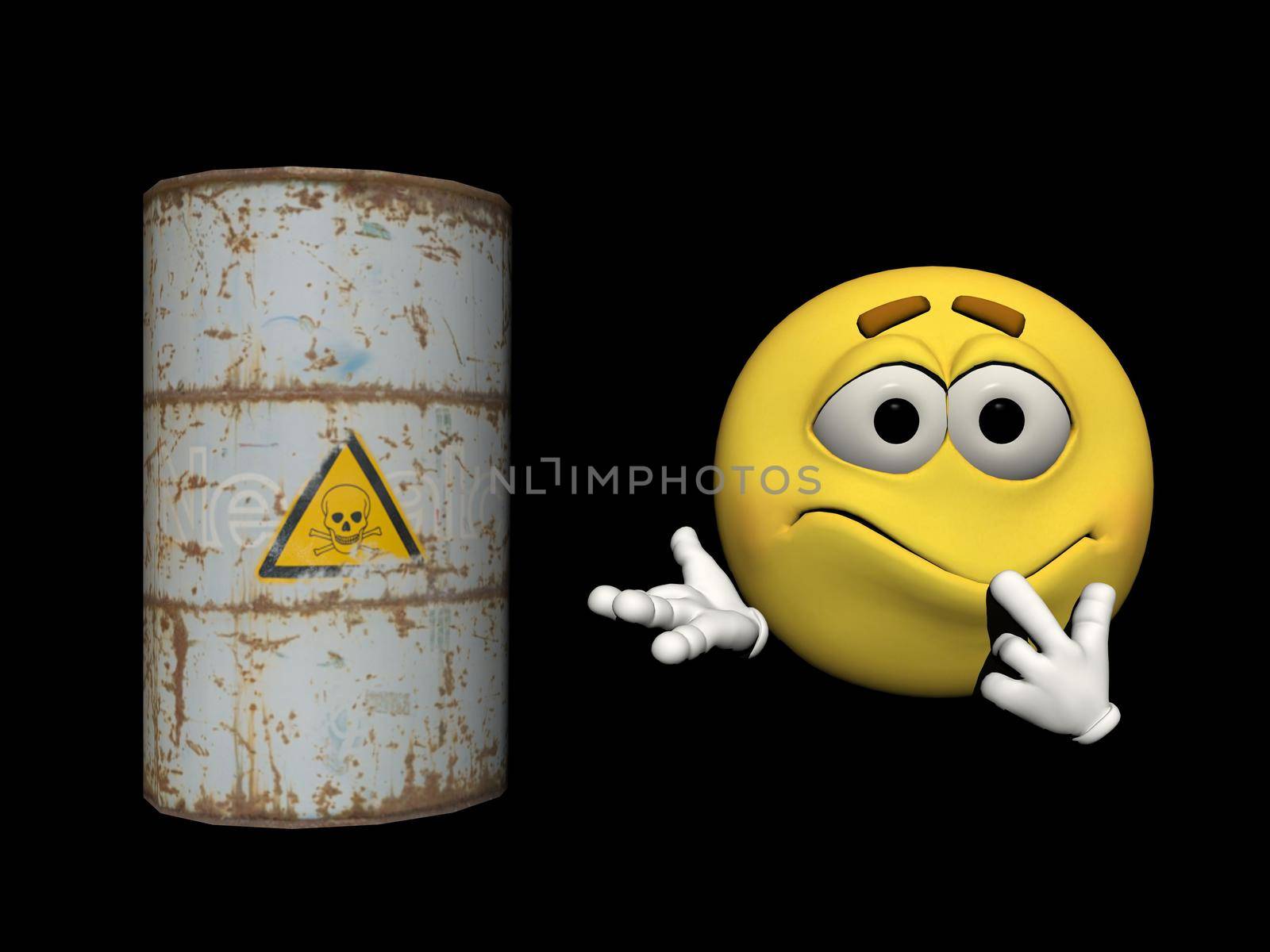 can of toxic product frightens an emoticon