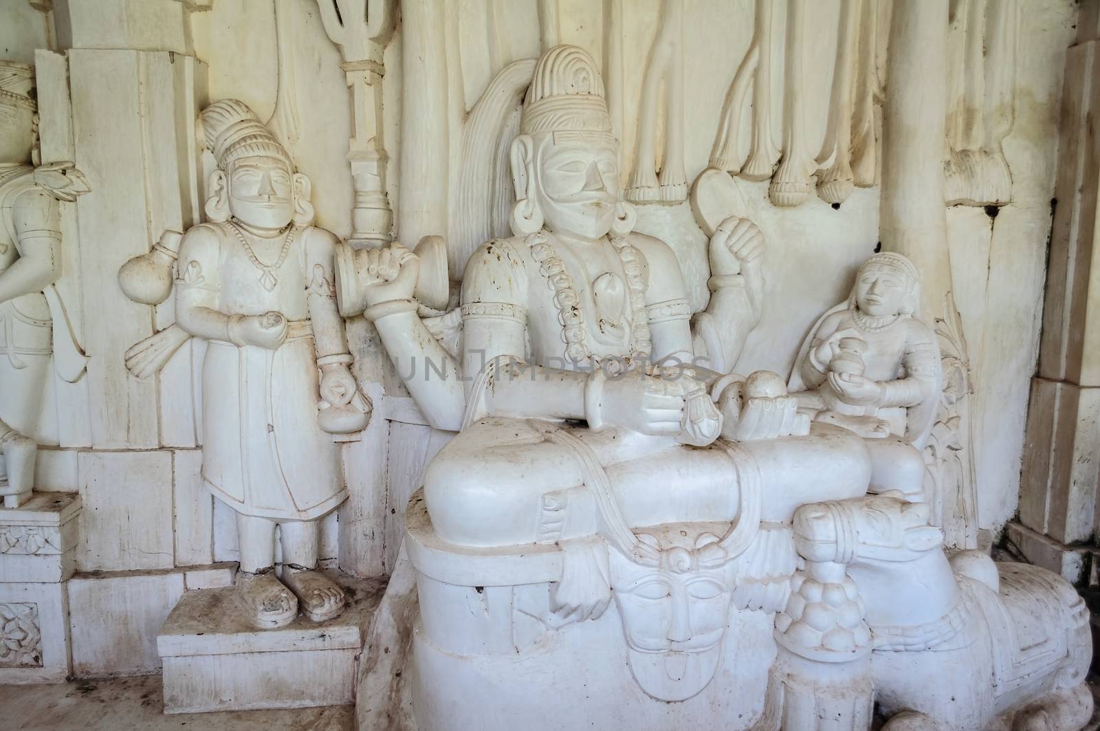 Ancient stone curved sculptures of Hindu God Lord Shiva