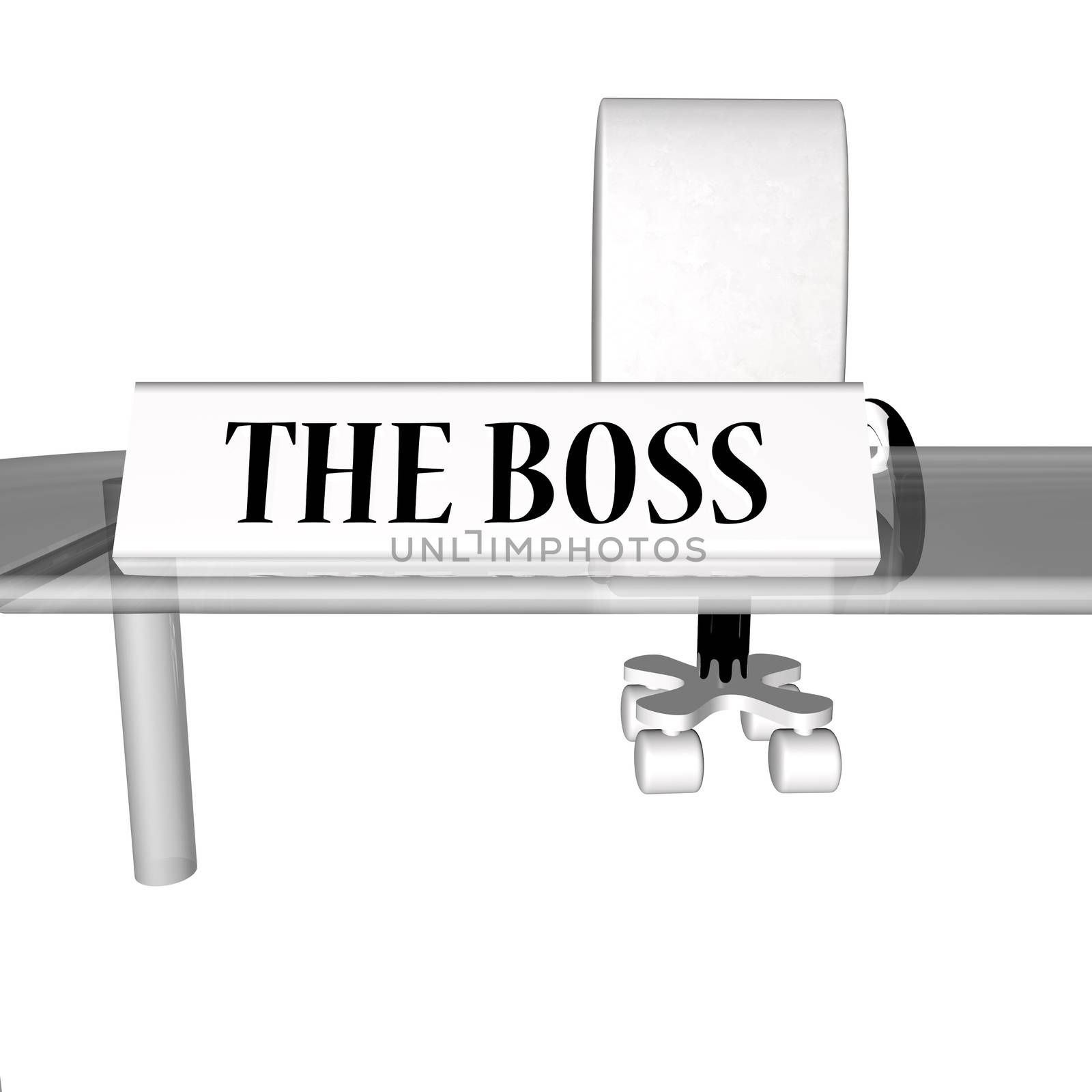 The Boss desk, over white, 3d render