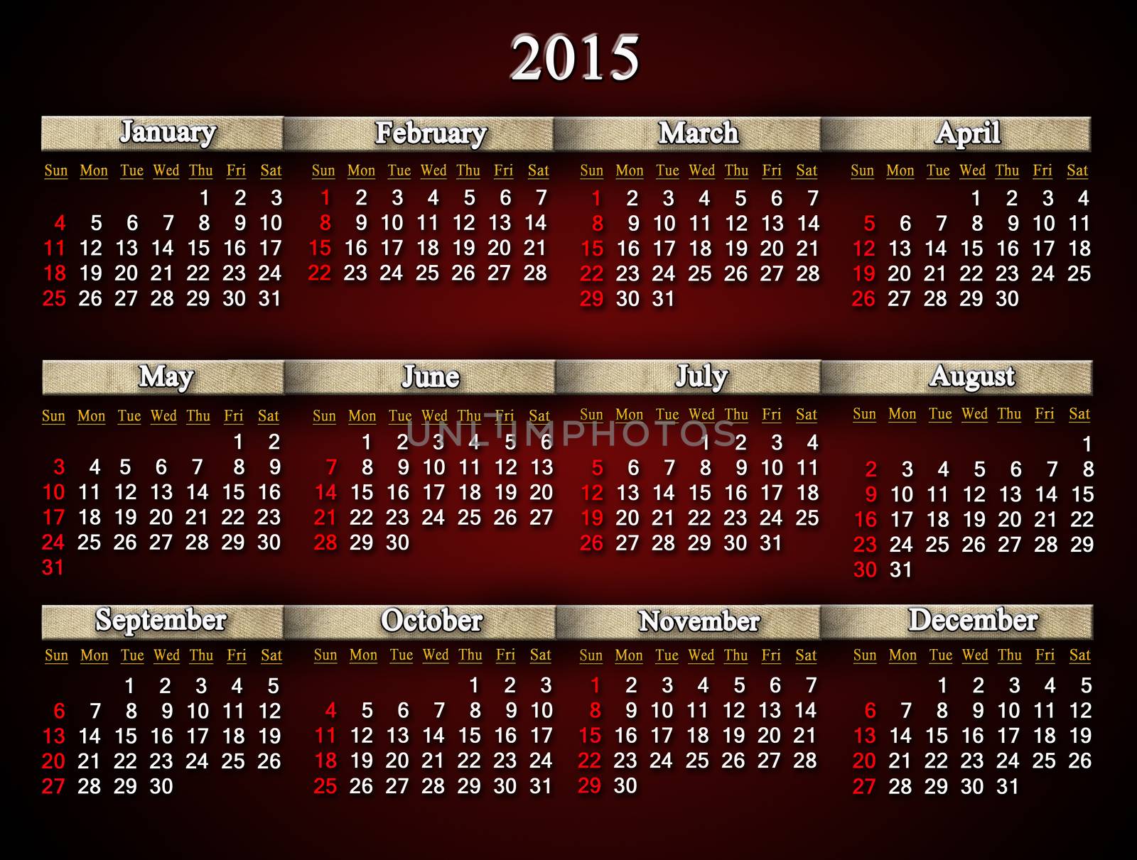 claret calendar for 2015 year by alexmak