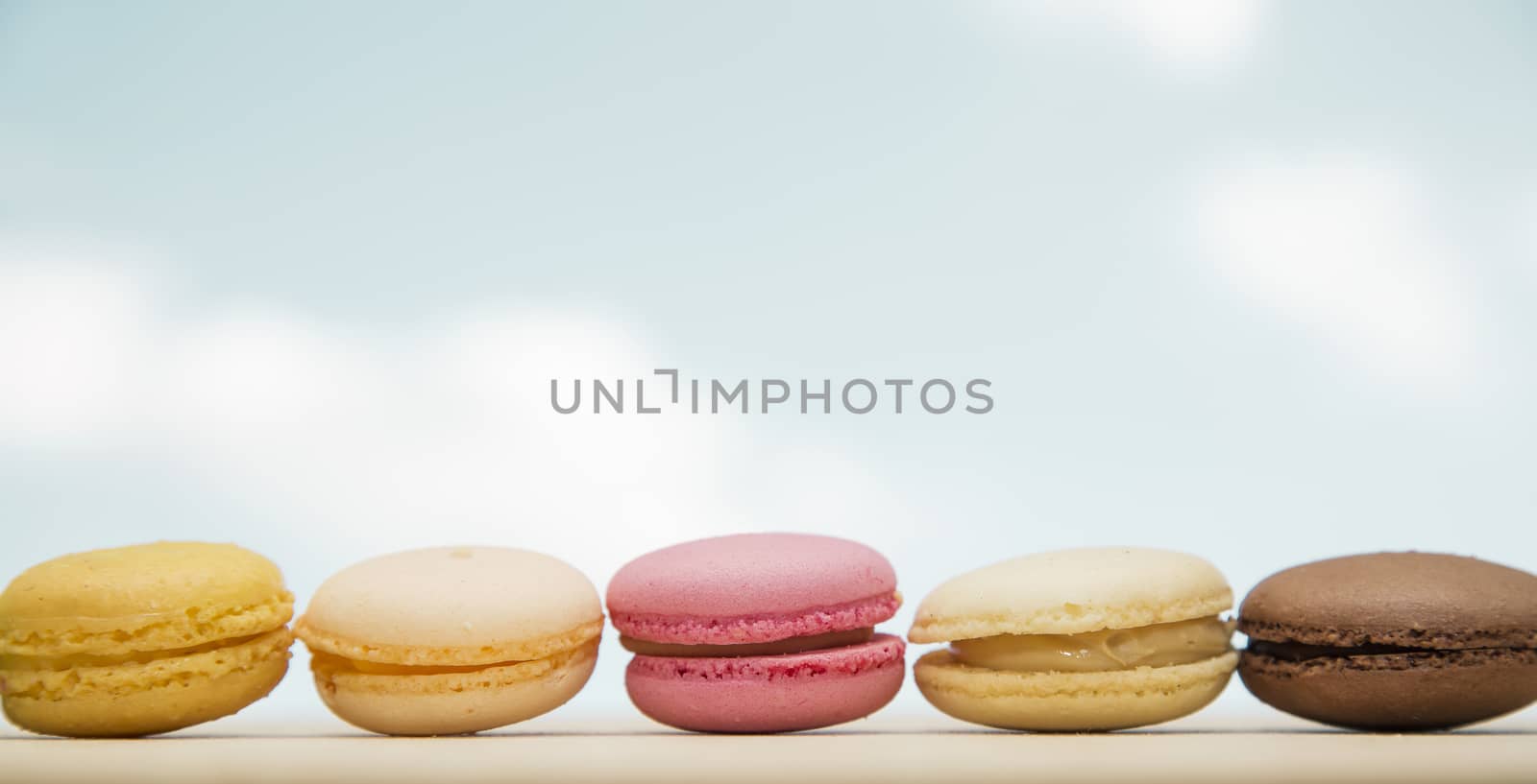 Colorful macaroons, French pastry by VictorO