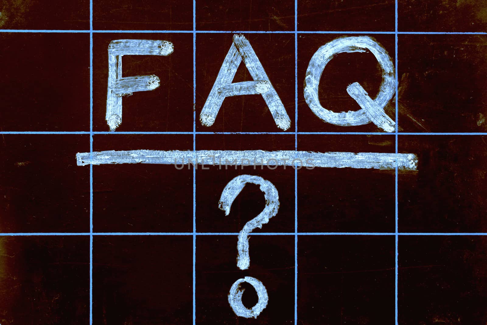 abbreviation FAQ handwritten on black chalkboard by yands
