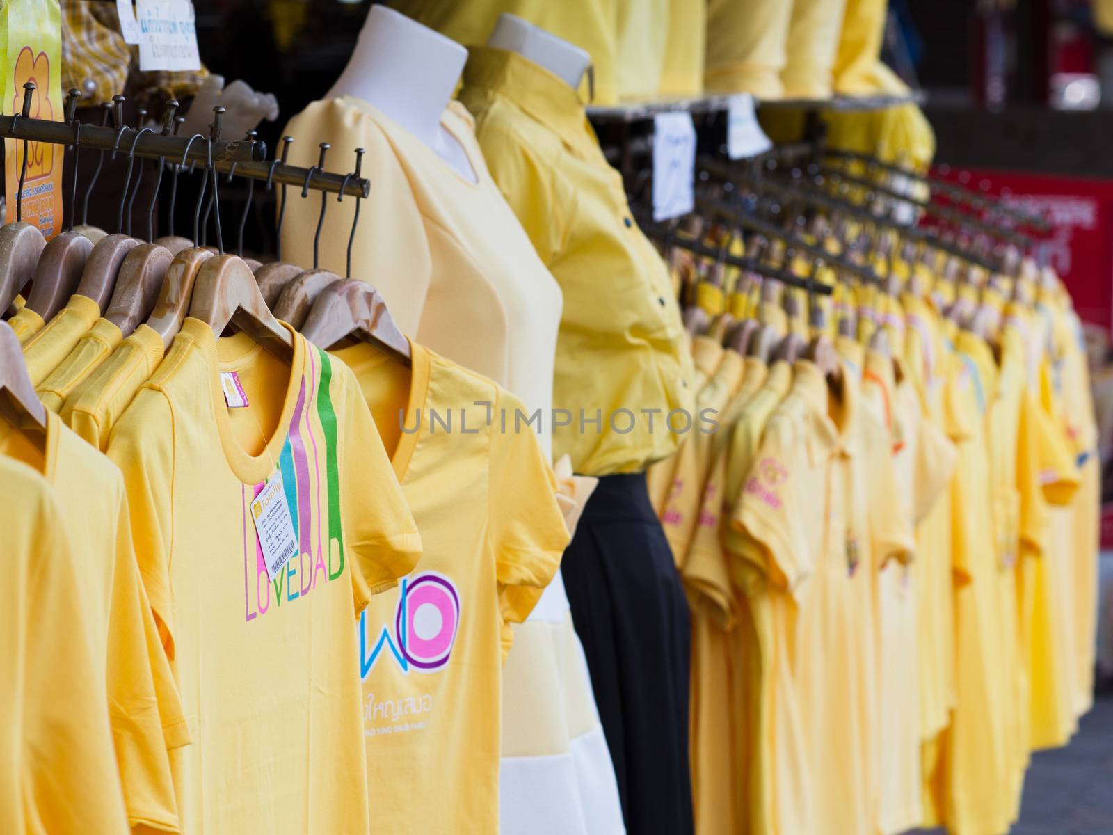 PATTAYA - NOVEMBER 27: Yellow shirts for the 87th birthday of King Bhumibol Adulyadej on December 5th, in Pattaya, Thailand on November 27, 2014.