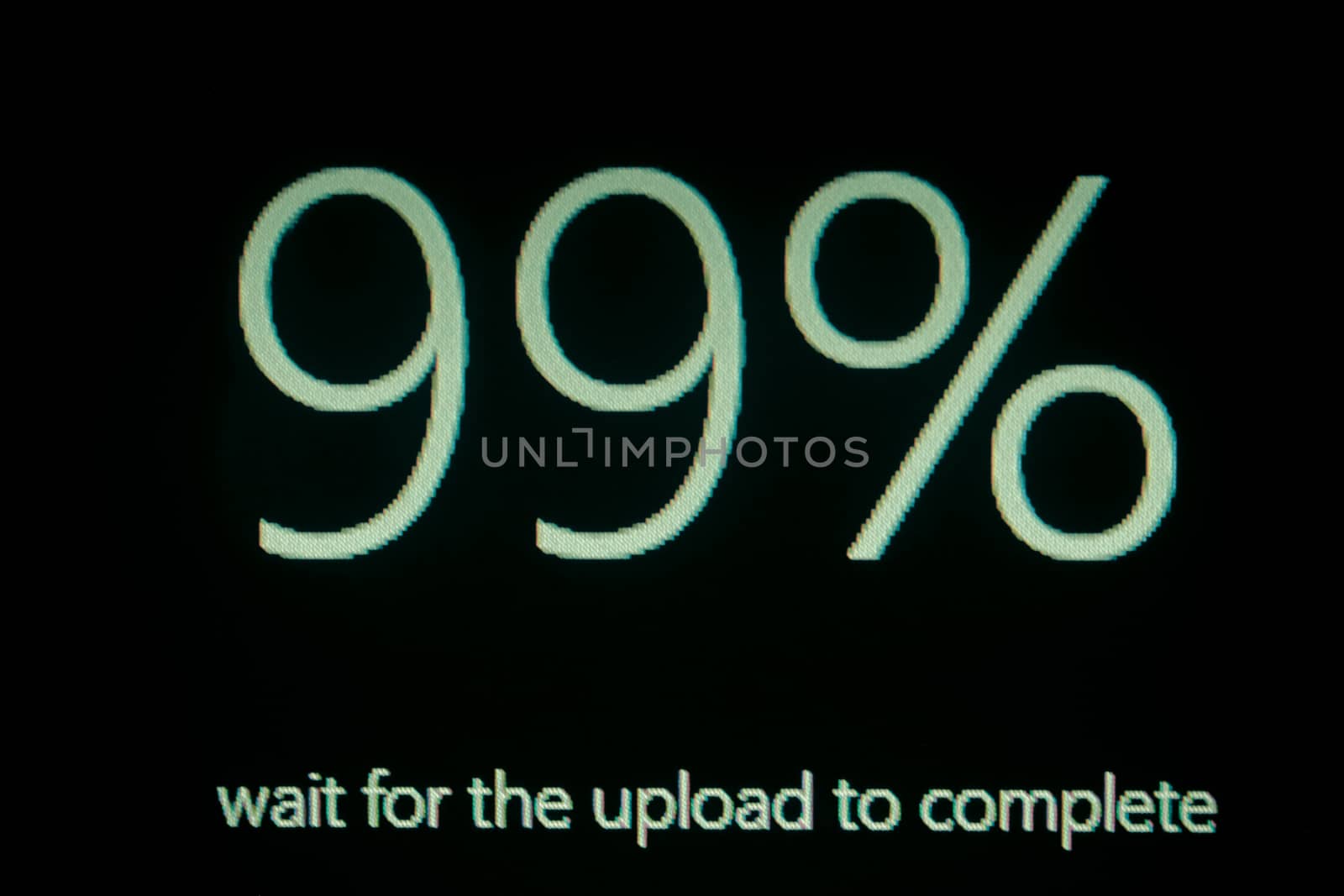 computer screen 99% data completed