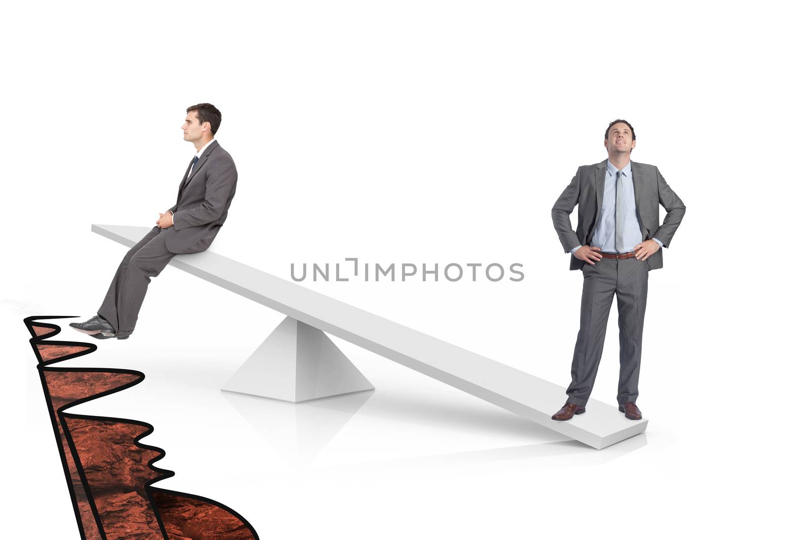 White scales measuring two businessmen by Wavebreakmedia