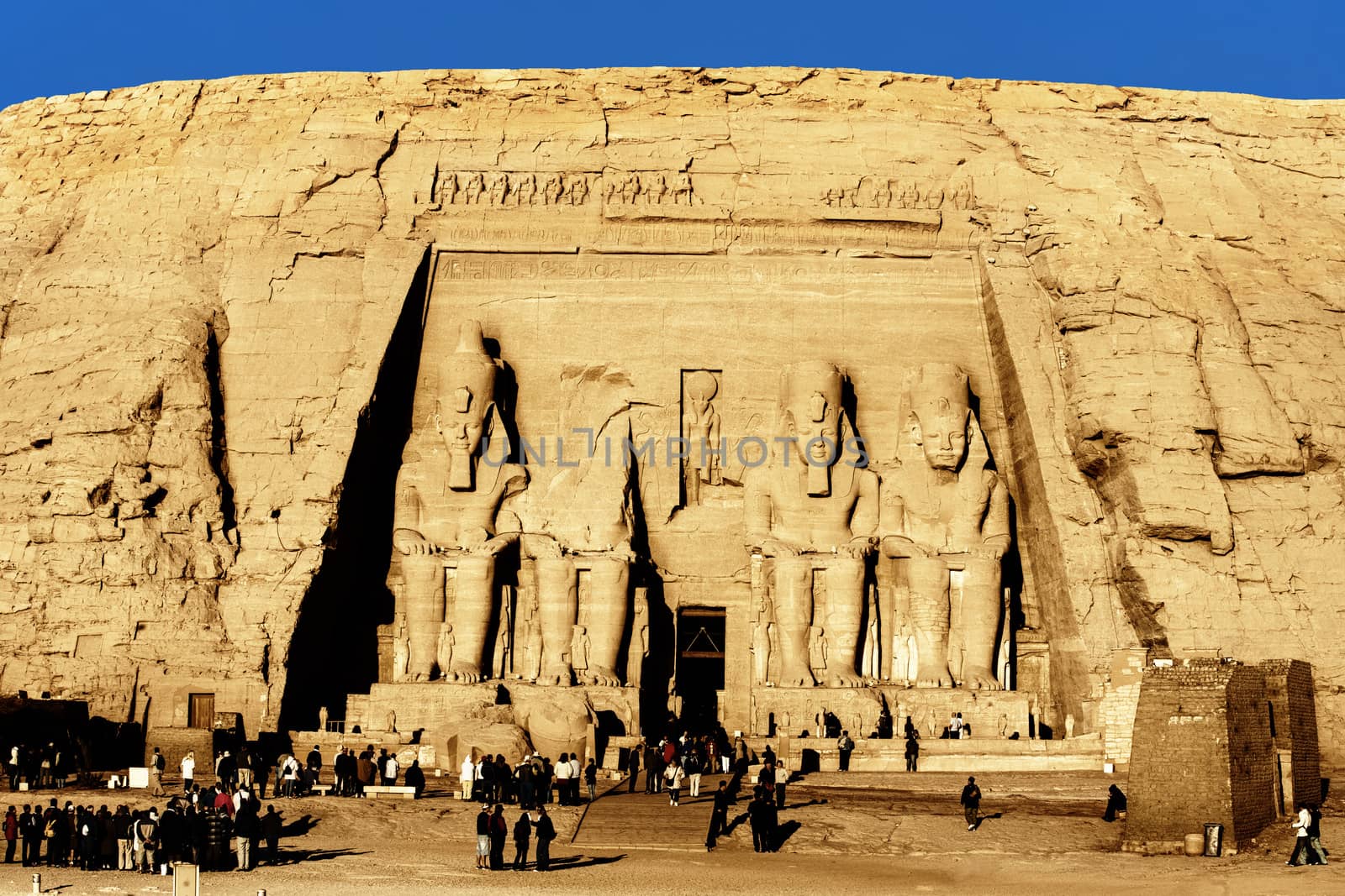 view of the ramses the great 's abou simbel temple along the aswaan lake in egypt