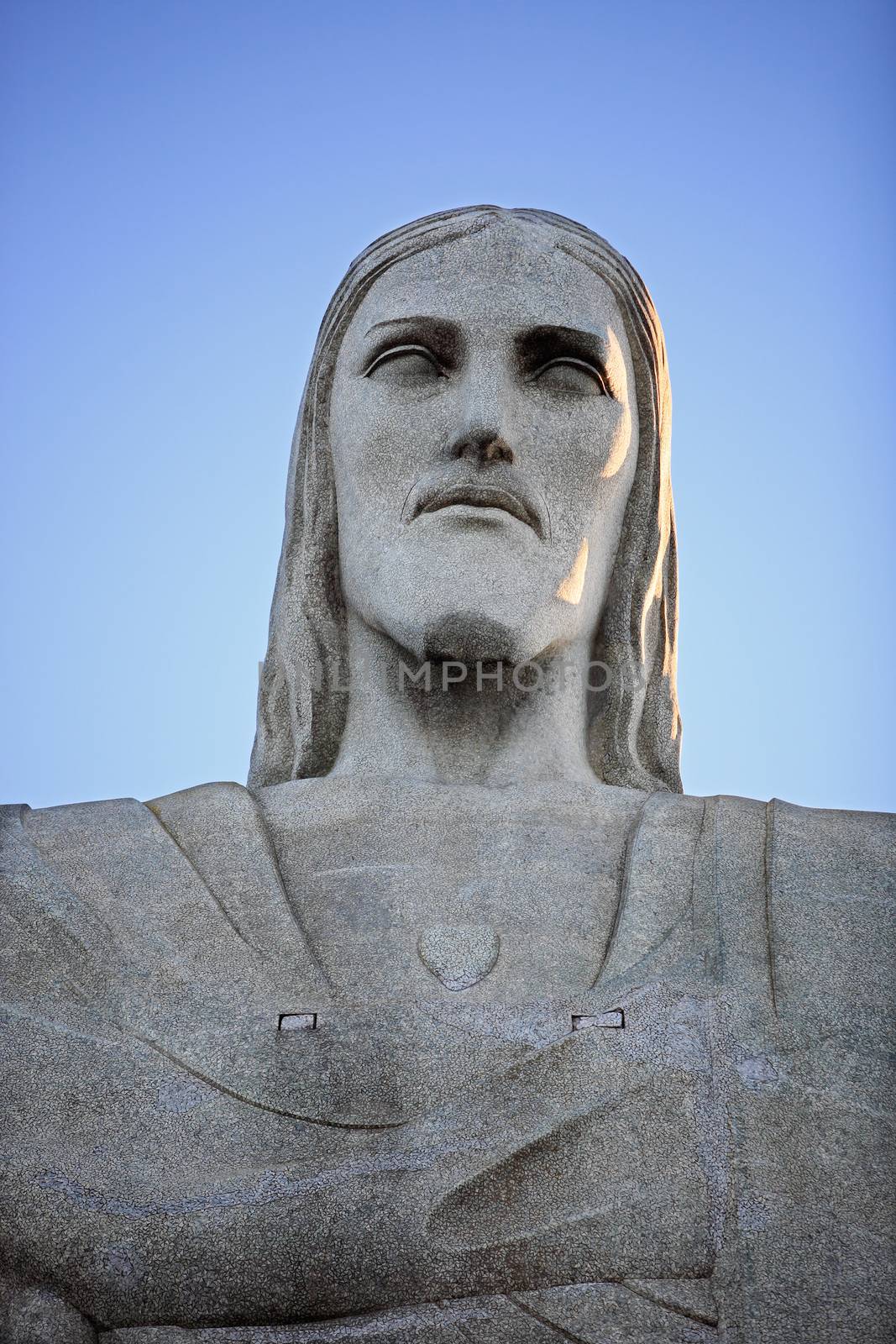 portrait corcovado christ redeemer in rio de janeiro brazil