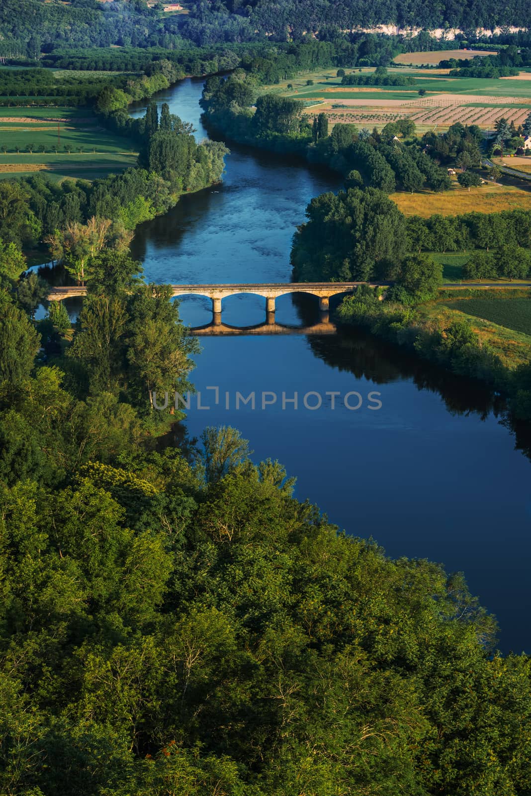 medieval bridge over the Dordogne river Perigord france