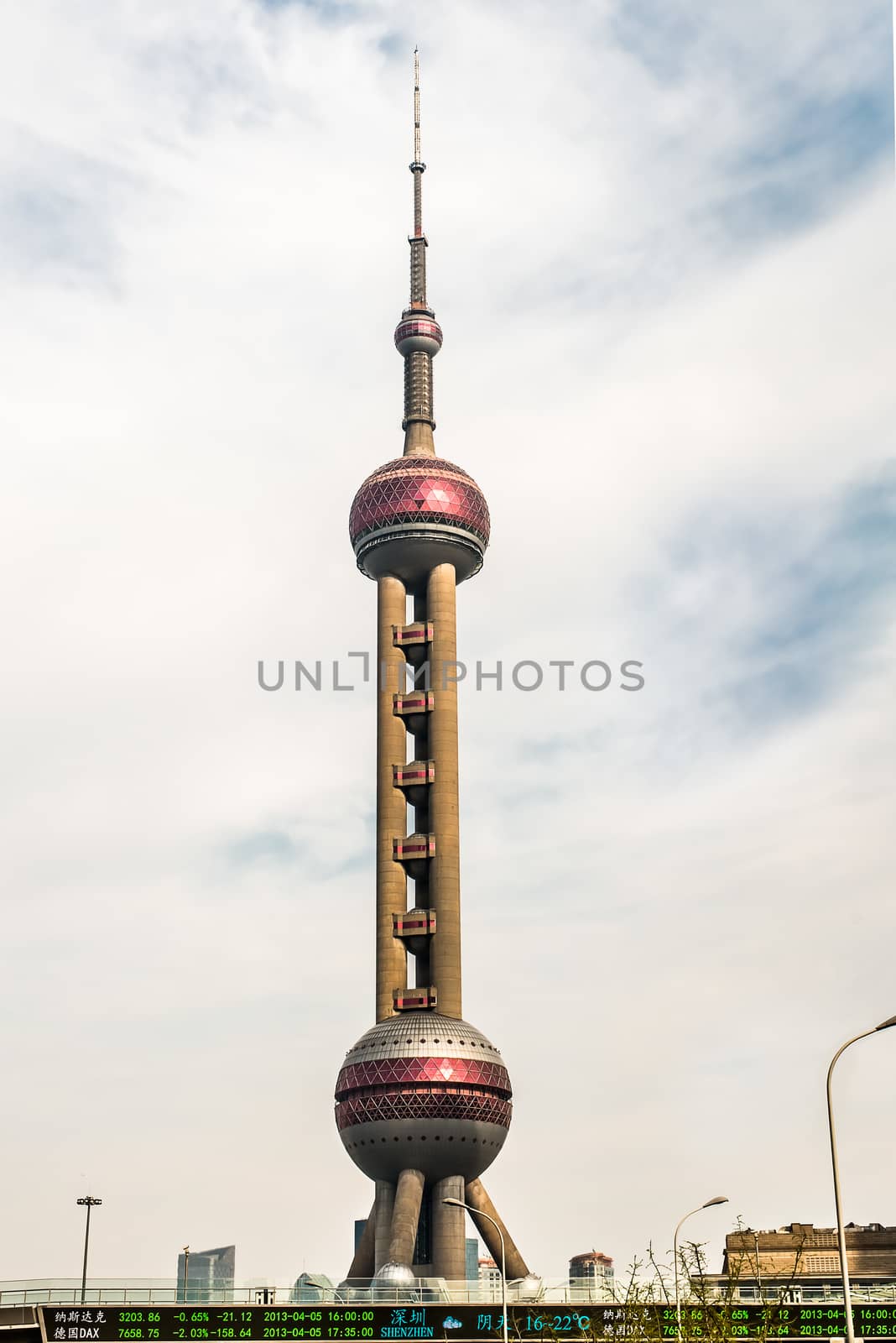 Shanghai, China - April 7, 2013: Oriental Pearl Tower skyscrapers building pudong Shanghai China
