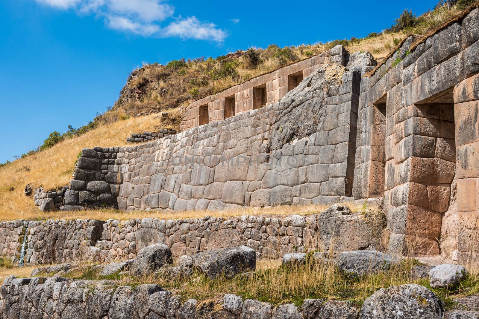 Tambomachay, Incas ruins in the peruvian Andes at Cuzco Peru