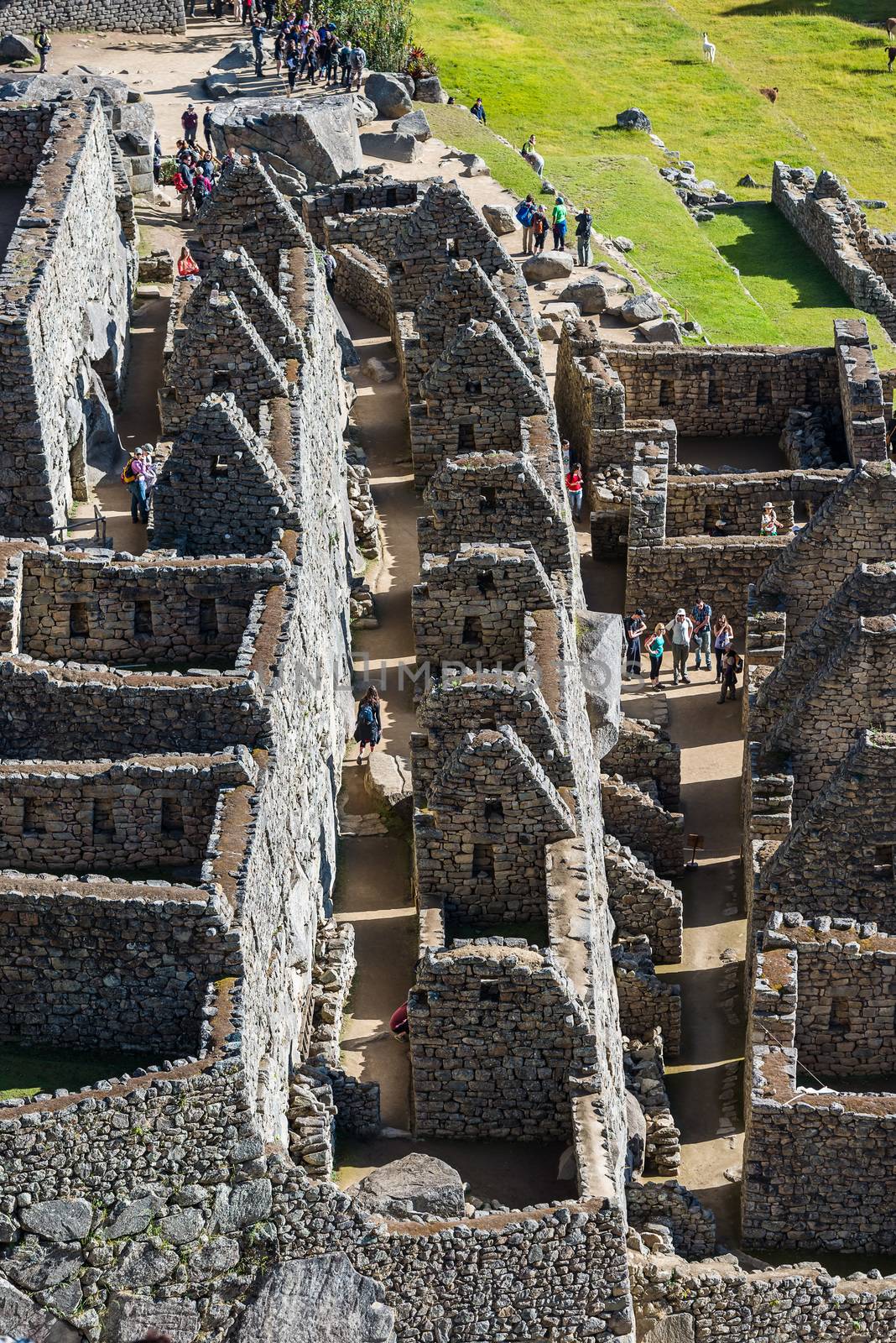 Machu Picchu, Peru - July 17, 2013: People tourist visiting Palace of the princess Machu Picchu, Incas ruins in the peruvian Andes at Cuzco Peru