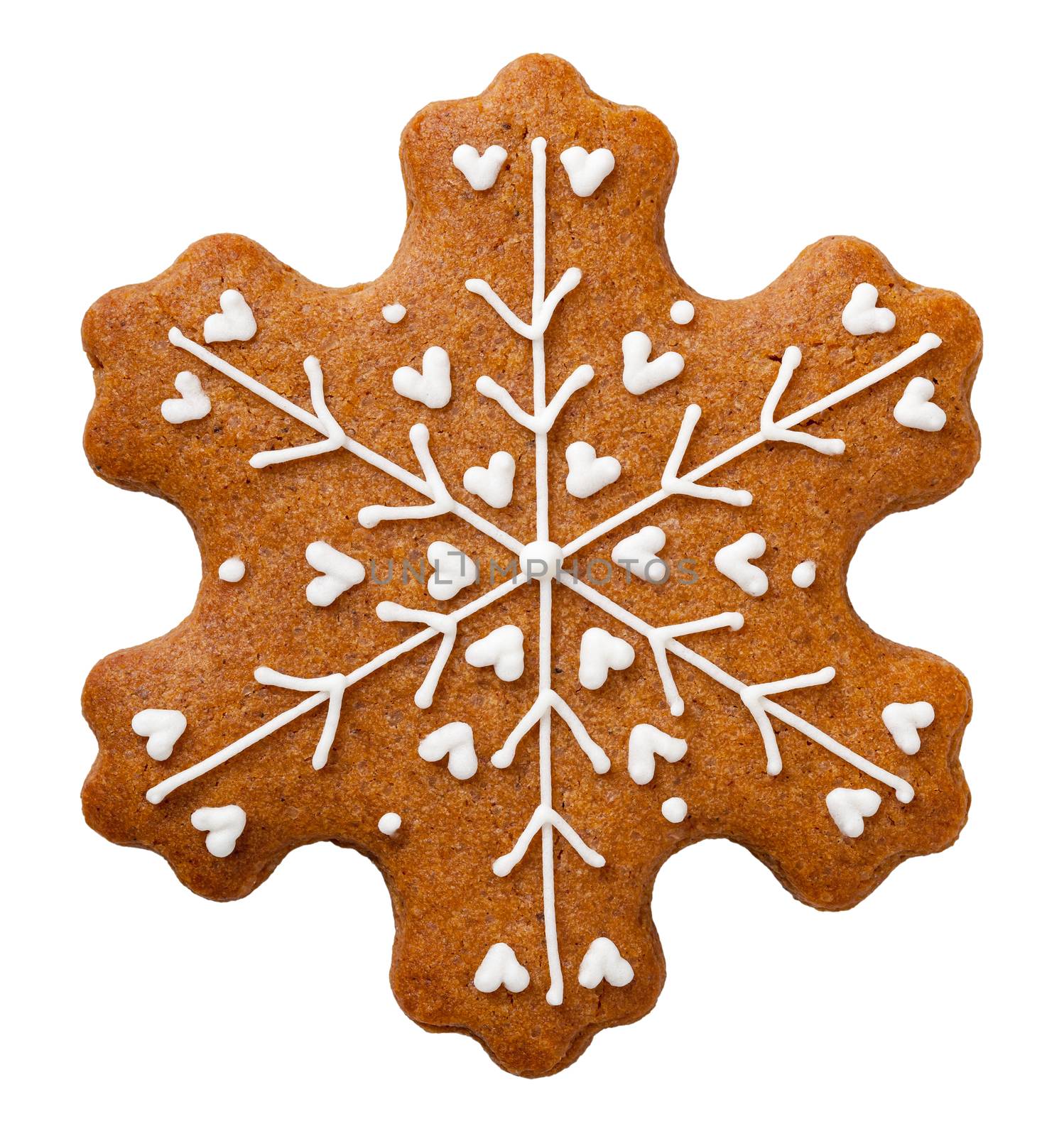 Gingerbread cookie for Christmas isolated on white background. Star shape cookie