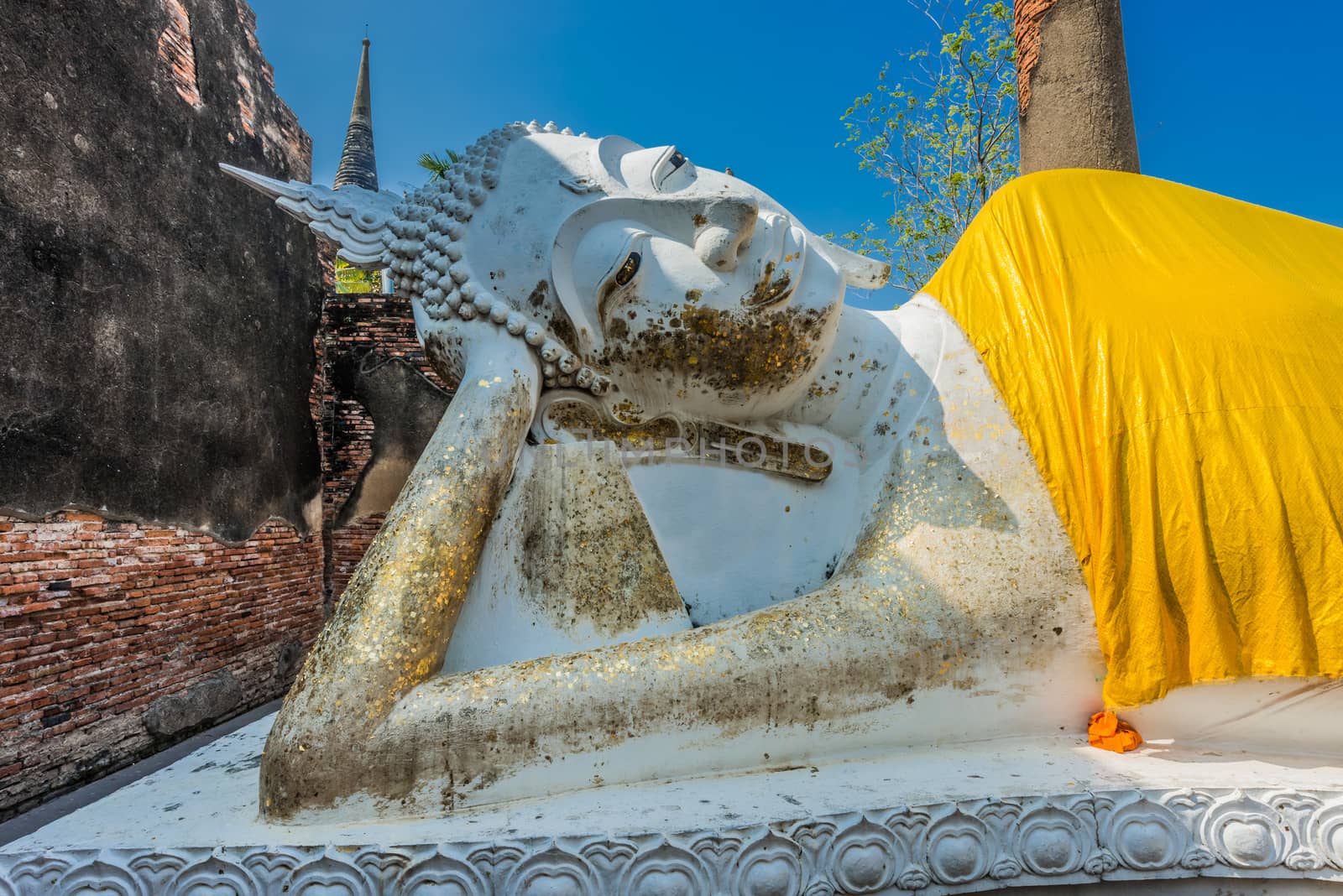 reclining buddha statue Wat Yai Chai Mongkhon Ayutthaya bangkok  by PIXSTILL