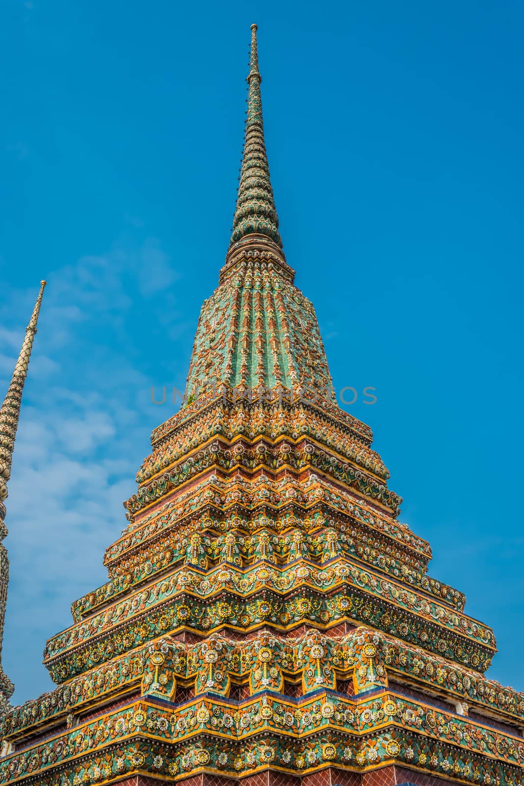 colorful chedi at Wat Pho temple Bangkok Thailand