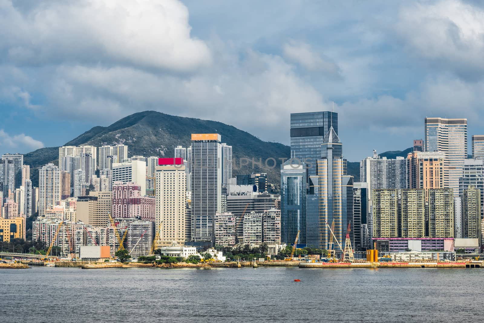 Central skyline and waterfront at Causeway Bay in Hong Kong