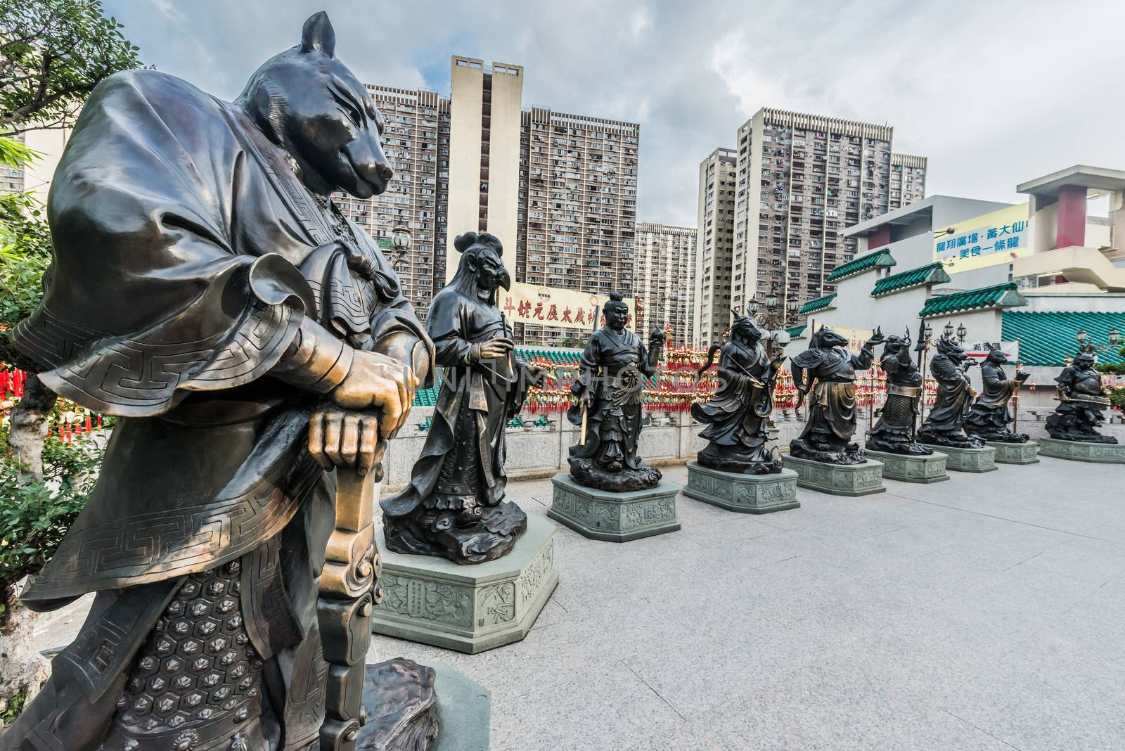 Chinese Zodiac statues Sik Sik Yuen Wong Tai Sin Temple Kowloon  by PIXSTILL
