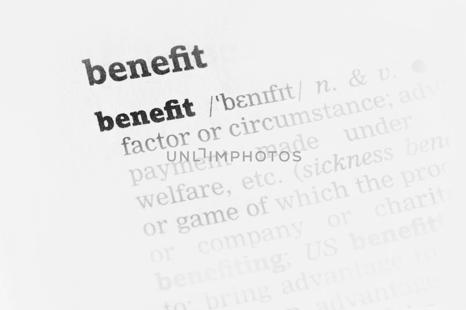 Benefit  Dictionary Definition single word with soft focus