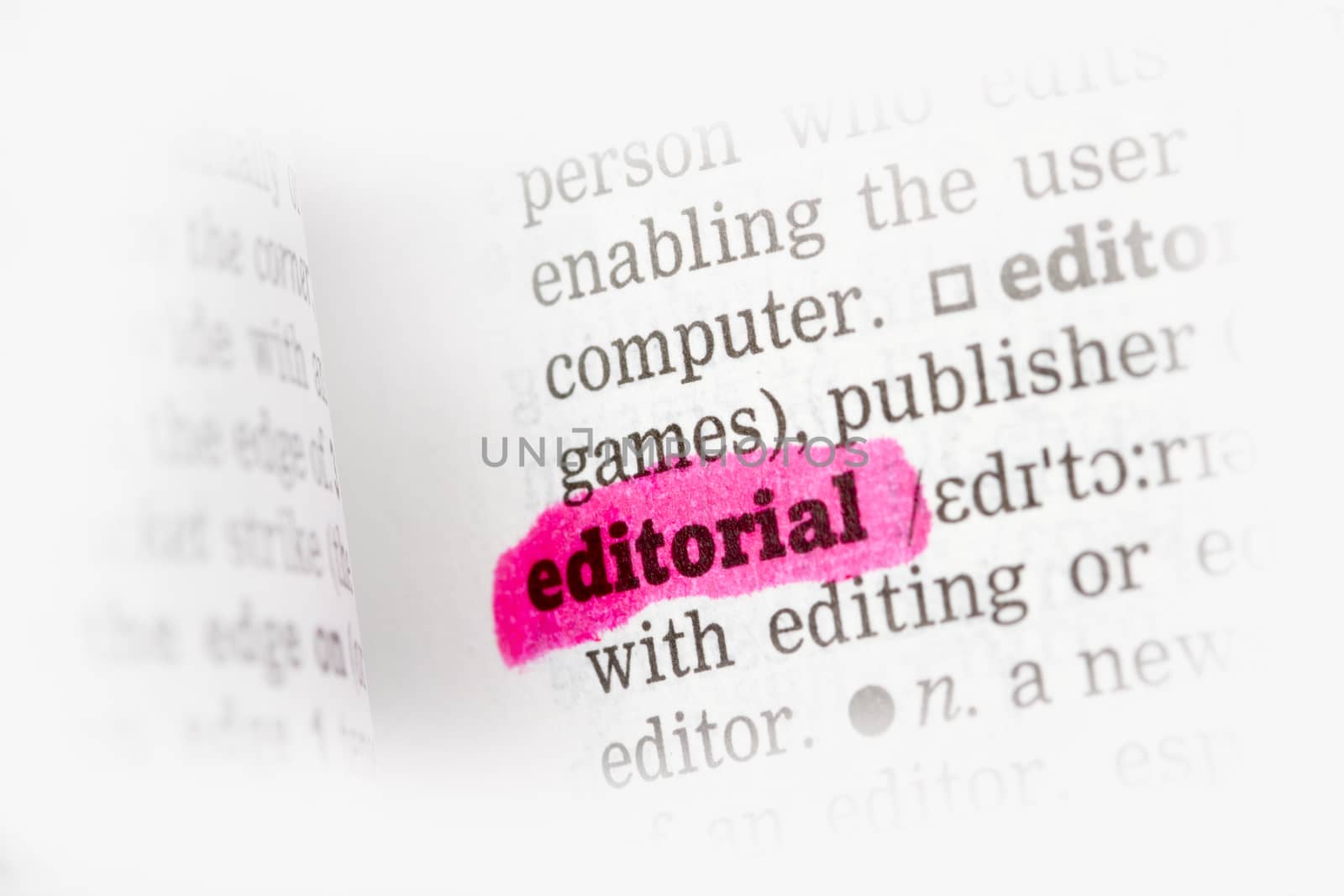 Editorial  Dictionary Definition single word with soft focus