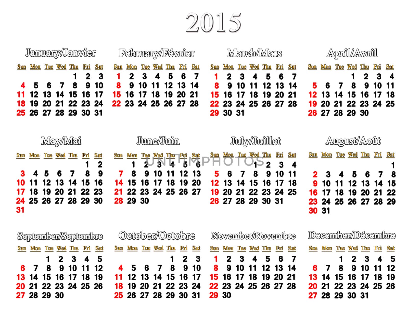 white calendar for 2015 year by alexmak