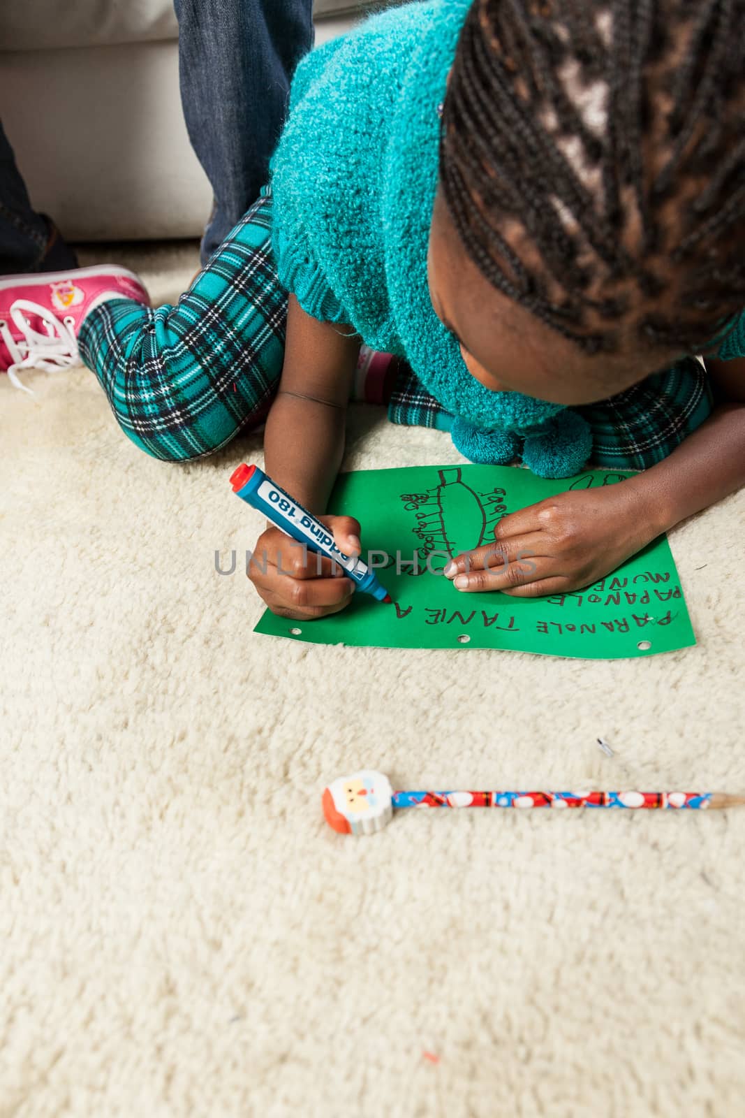 4-6, african, apartment, black, bookmark, celebration, cheerful, child, childhood, christmas, cute, decoration, family, festive, festivity, girl, green, happy, home, house, household, joyful, kid, leisure, letter, little, living, model, old, one, people, person, portrait, property, releases, room, santa, small, time, vertical, write, writing, xmas, years