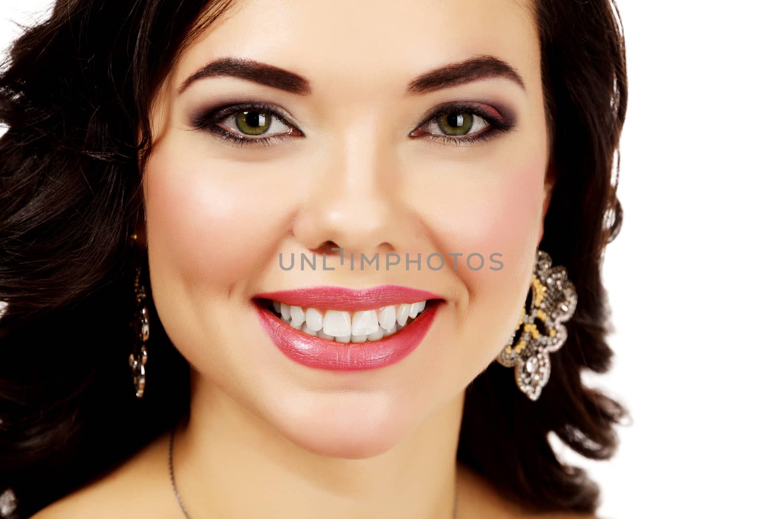 Pretty woman against white background