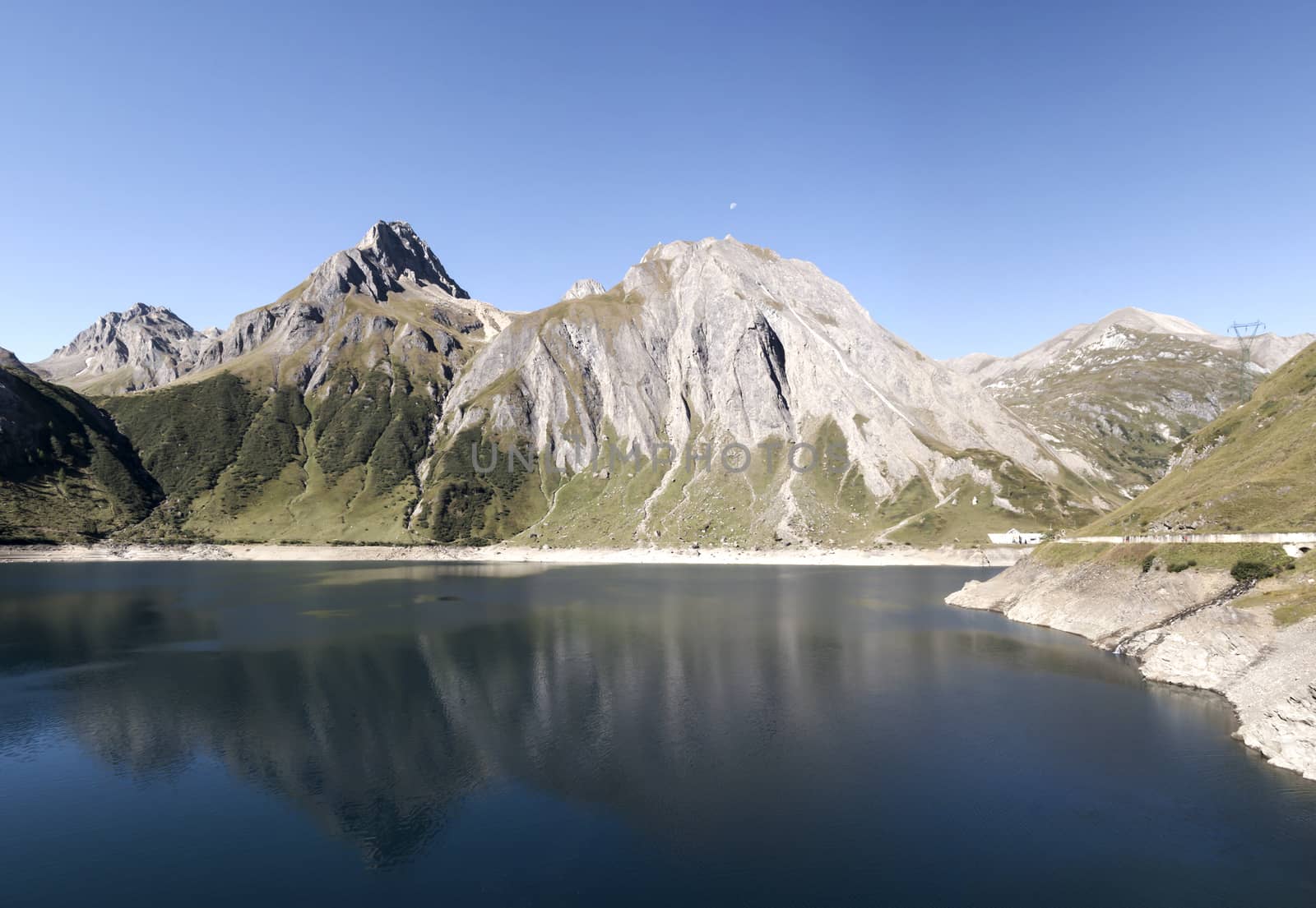 panoramic view of the Morasco lake in Formazza valley, Piedmont - Italy