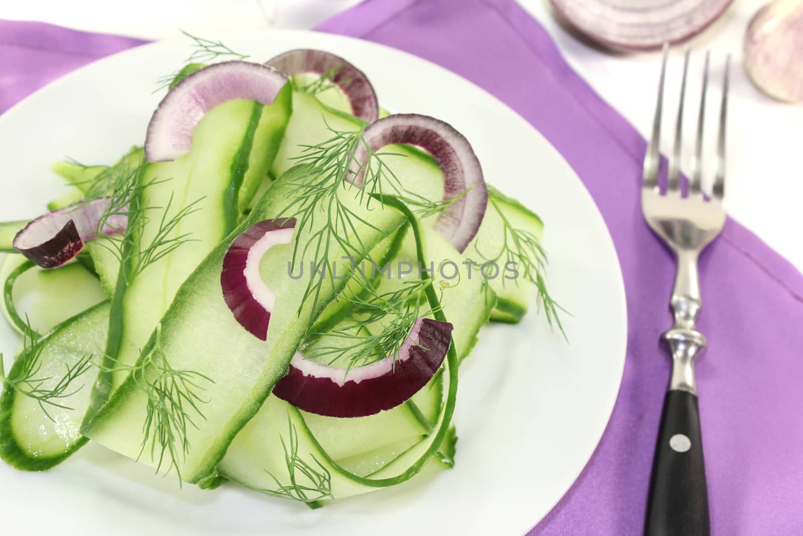 Cucumber salad with red onions and dill by discovery