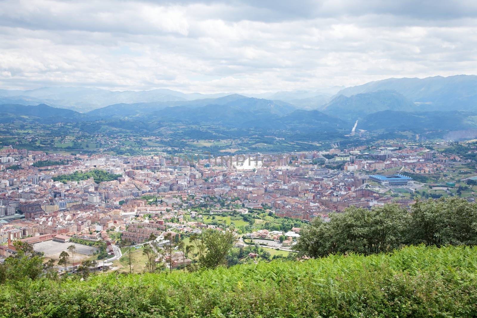 Oviedo city from Naranco mountain in Asturias 
