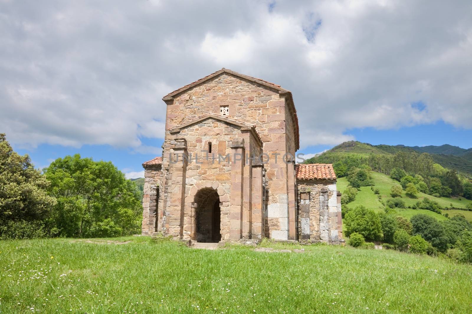 IX century Santa Cristina de Lena church near Oviedo city in Asturias 