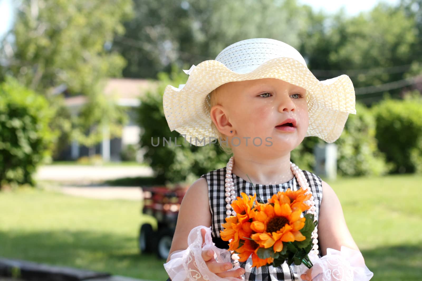 Little girl with flowers by Lessadar