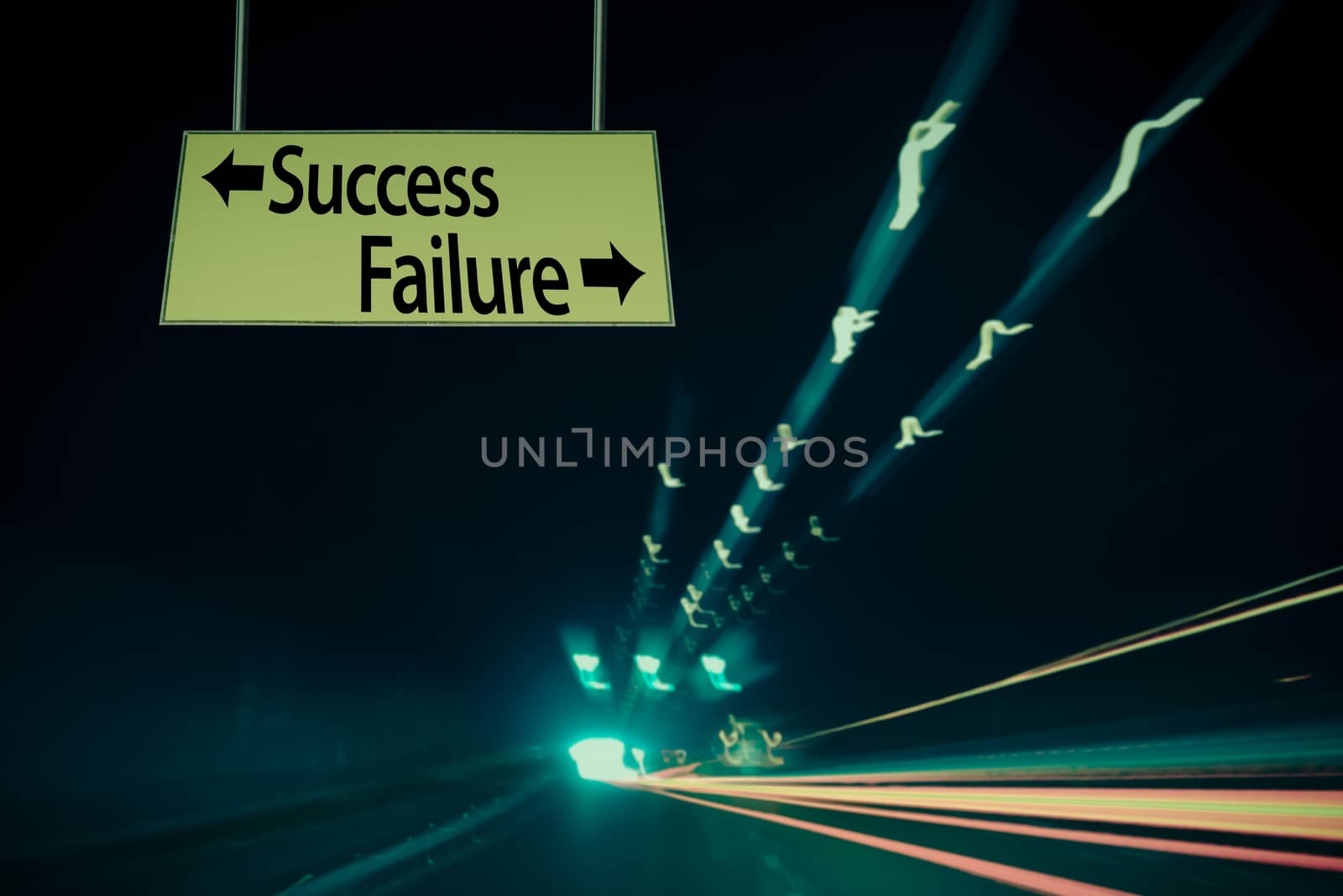 A Notice Board On A National Highway tunnel  Showing Success Failure, Concept