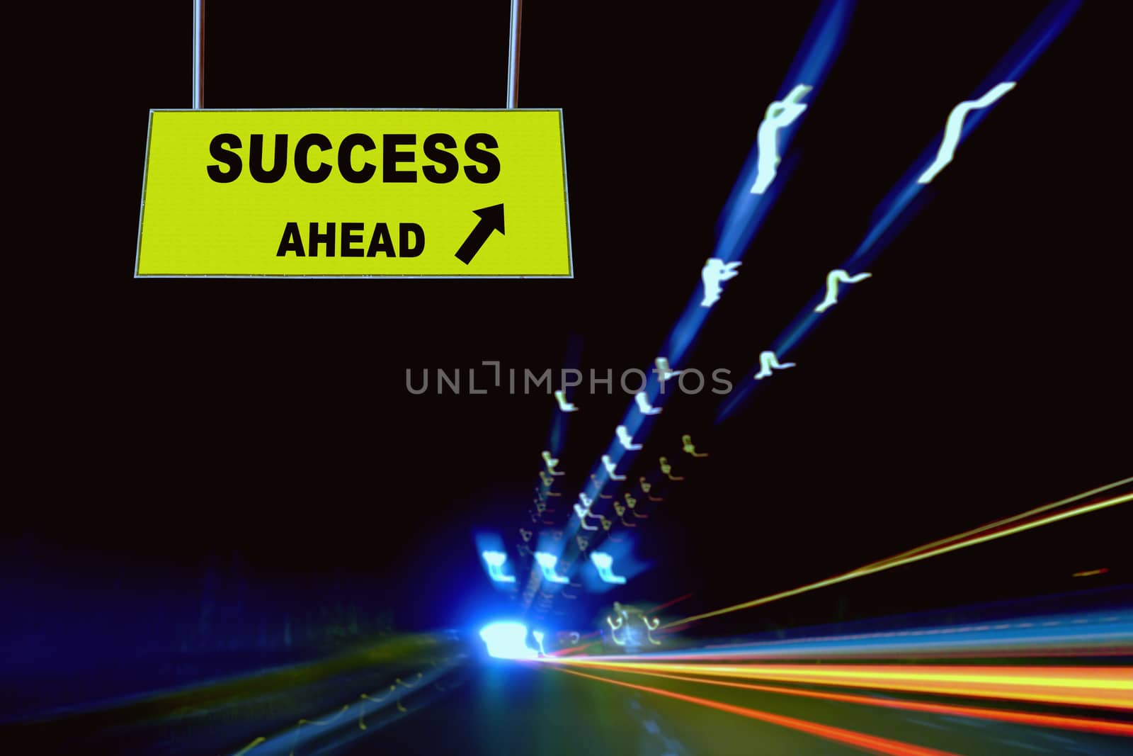 A Notice Board On A National Highway tunnel  Showing Success Concept