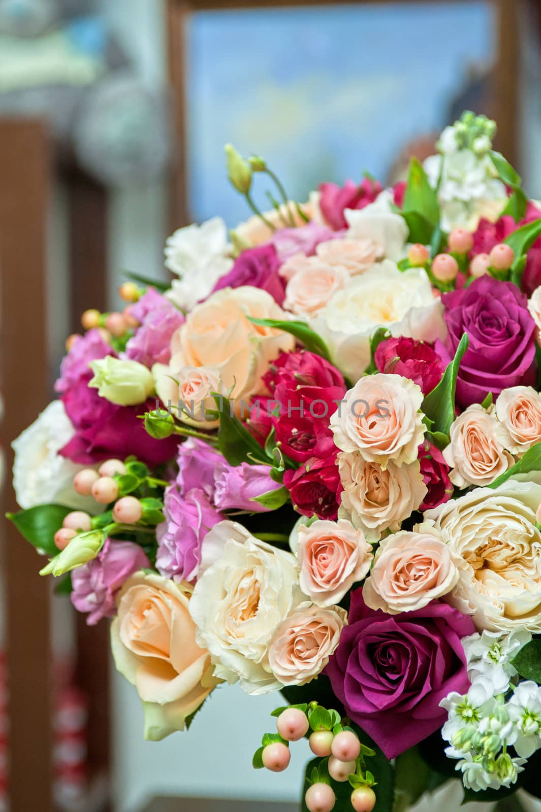 close up of beautiful wedding bouquet