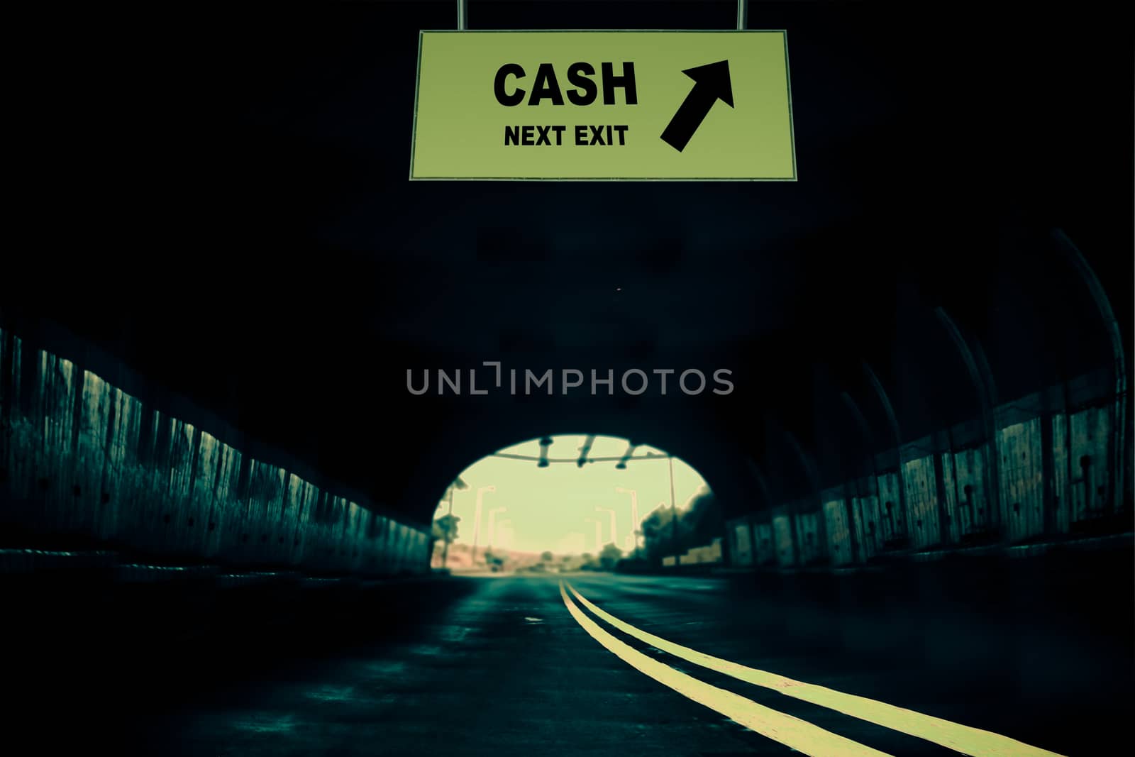 A Notice Board On A National Highway tunnel  Showing Cash Concept