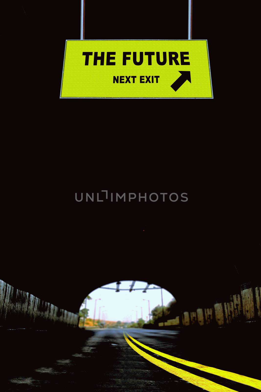 A Notice Board On A National Highway tunnel  Showing Future Concept