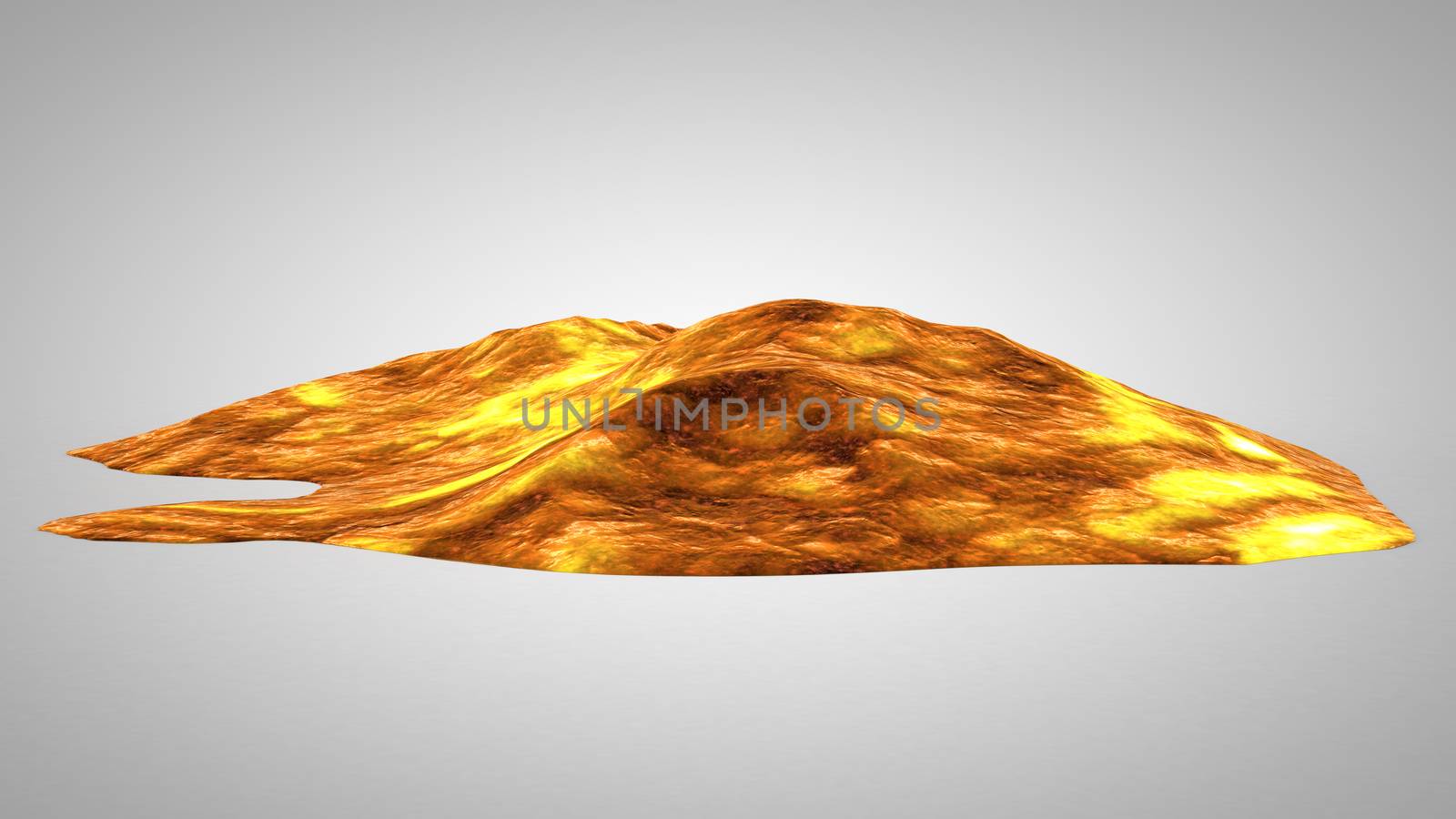 slowly cooled lava lies on white background