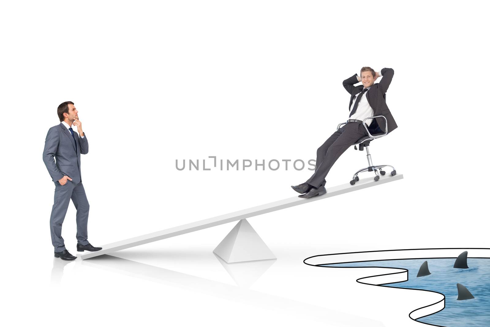 White scales weighing two businessmen by Wavebreakmedia