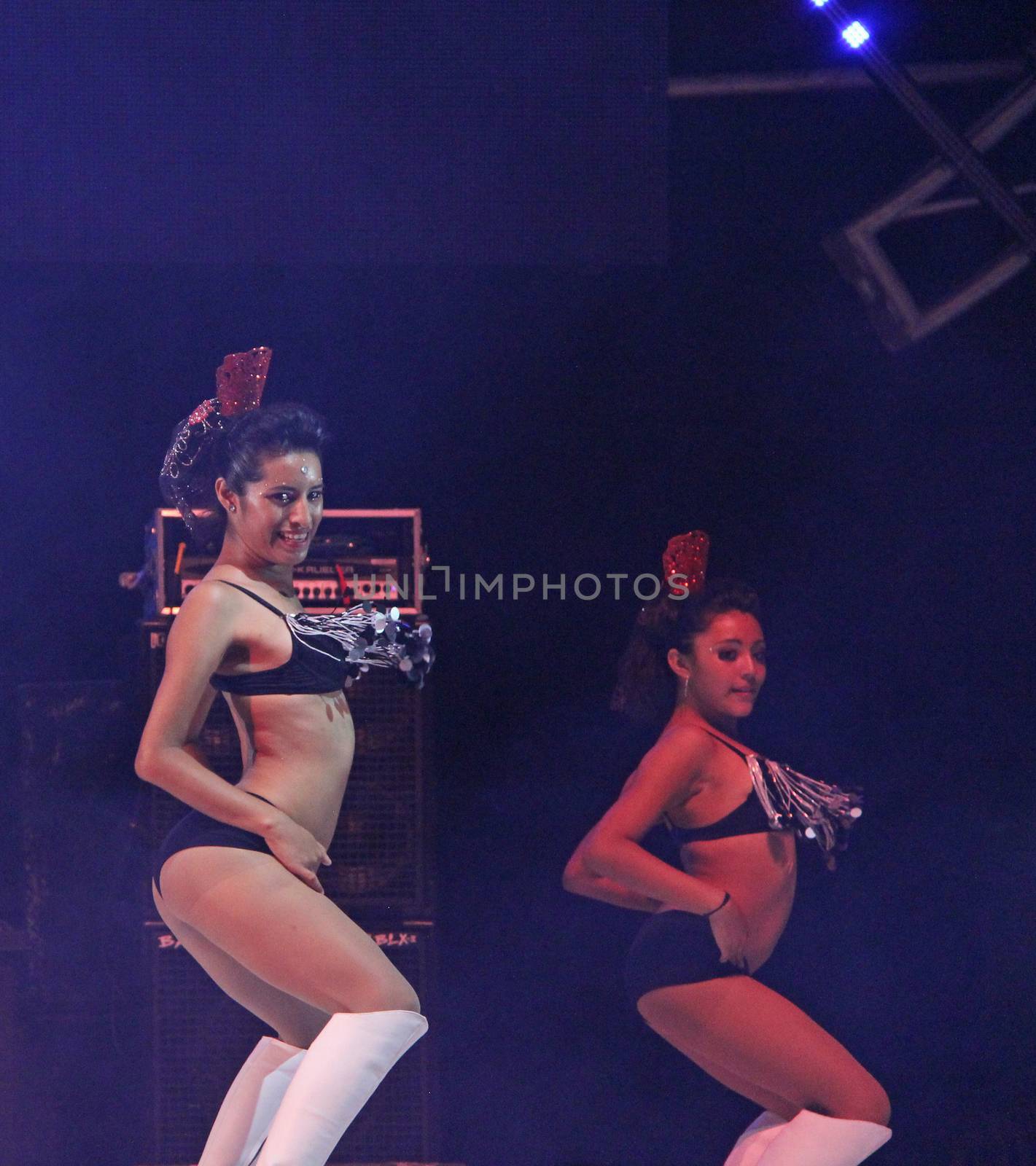 Dancers performing on stage at a carnaval in Playa del Carmen, Mexico 10 Feb 2013 No model release Editorial use only