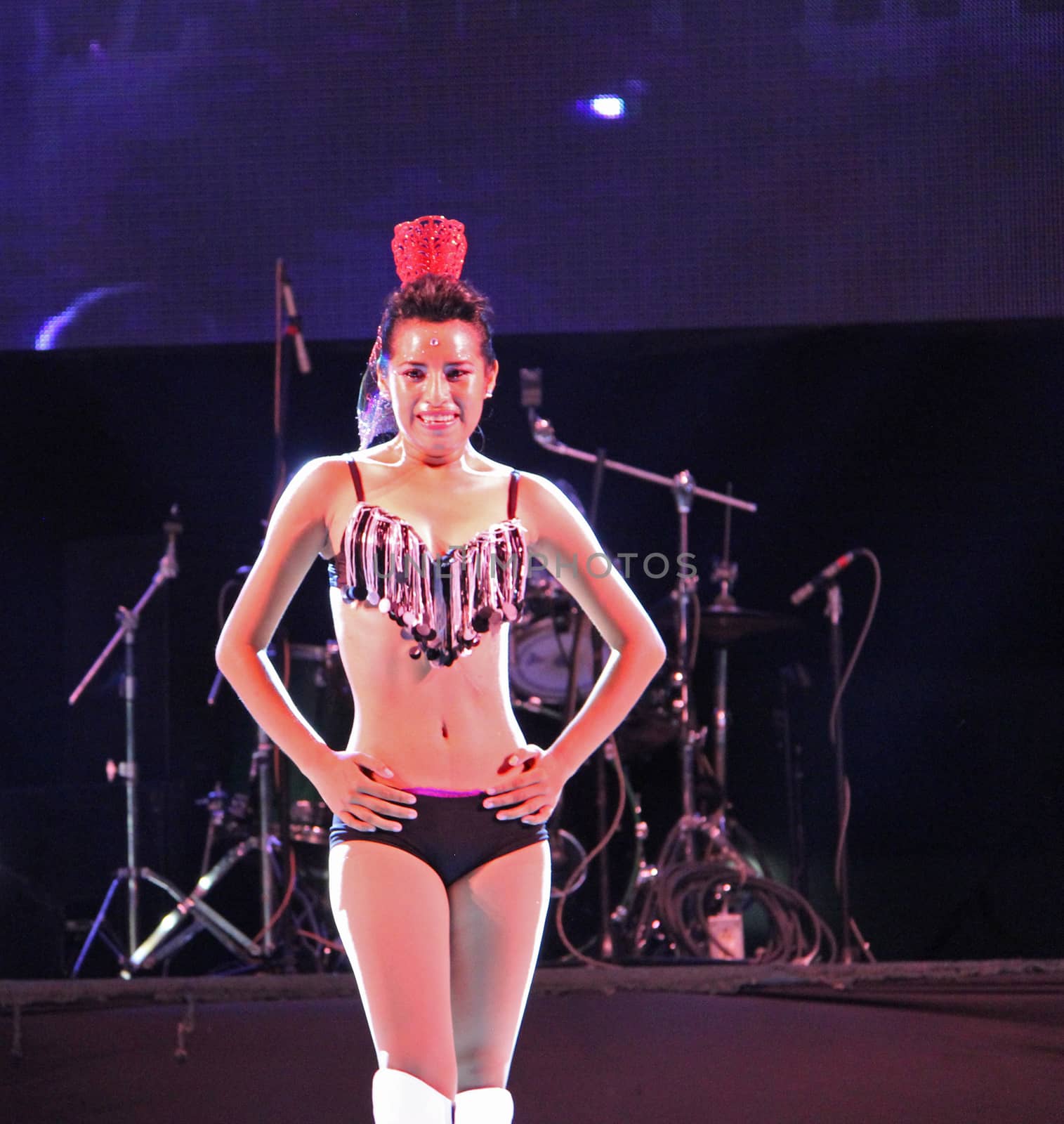 An entertainer performing at a carnaval in Playa del Carmen, Mexico 10 Feb 2013 No model release Editorial use only