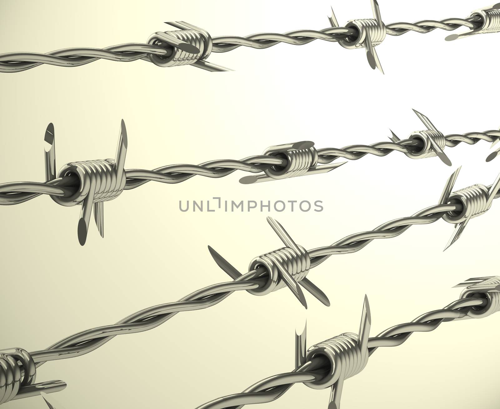 3d generated picture of a steel barbwire
