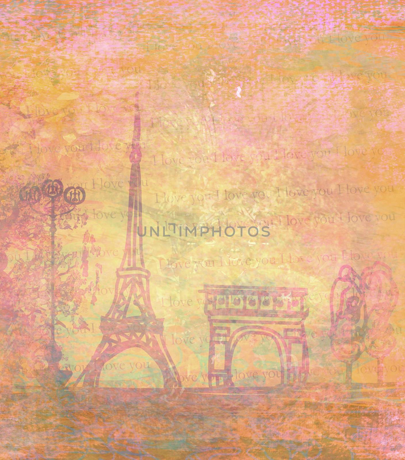 Eiffel tower - vintage abstract card by JackyBrown
