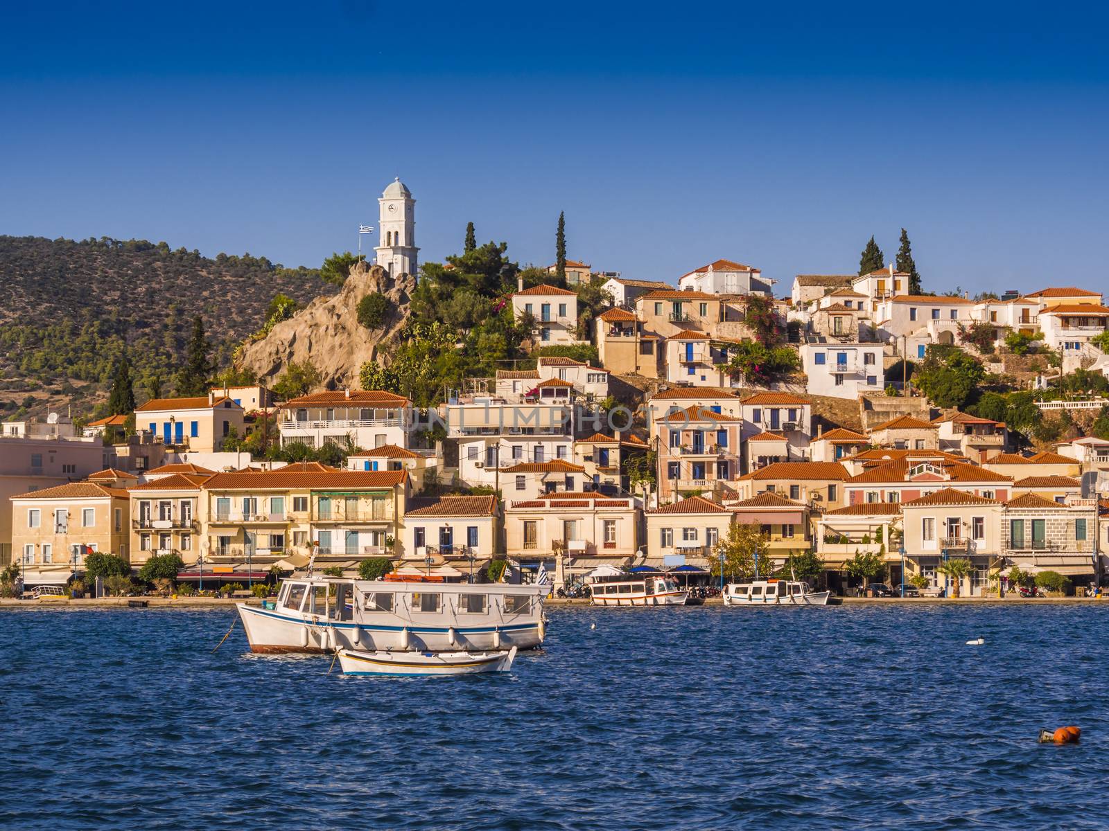 View of the island of Poros and Galatos, Greece