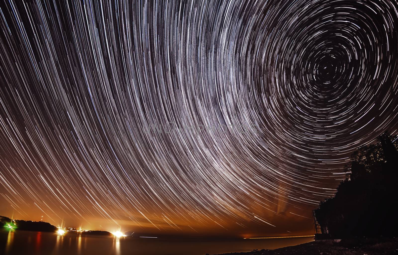 beautiful sky at night with startrails